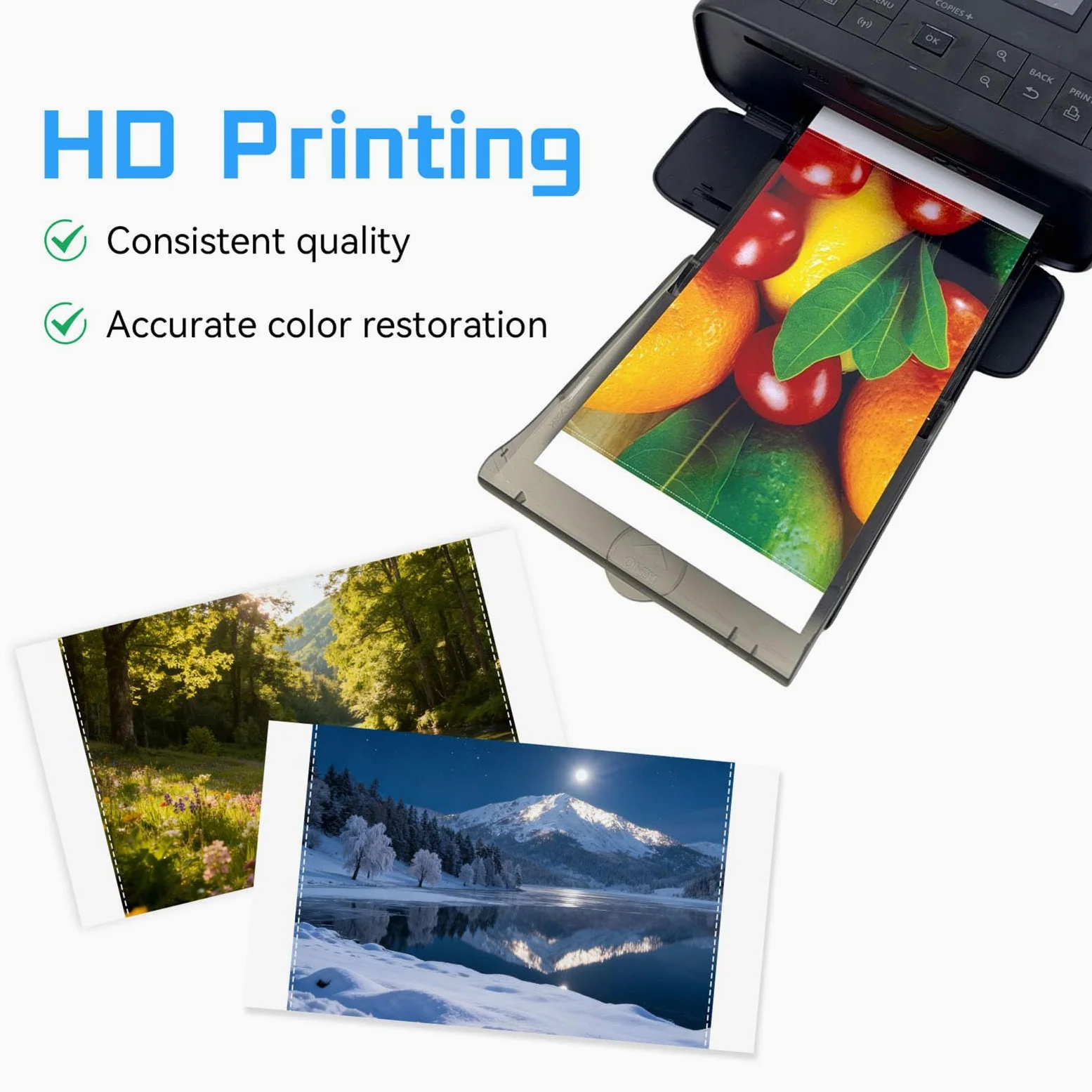 Hyuduo Stampante Fotografica Combinata da 2 Pacchi, 80 Fogli di Carta Fotografica Lucida 4x6 e 2 Nastri, Resistente Alle Sbavature Impermeabile Ad Asciugatura Rapida, Compatibile con