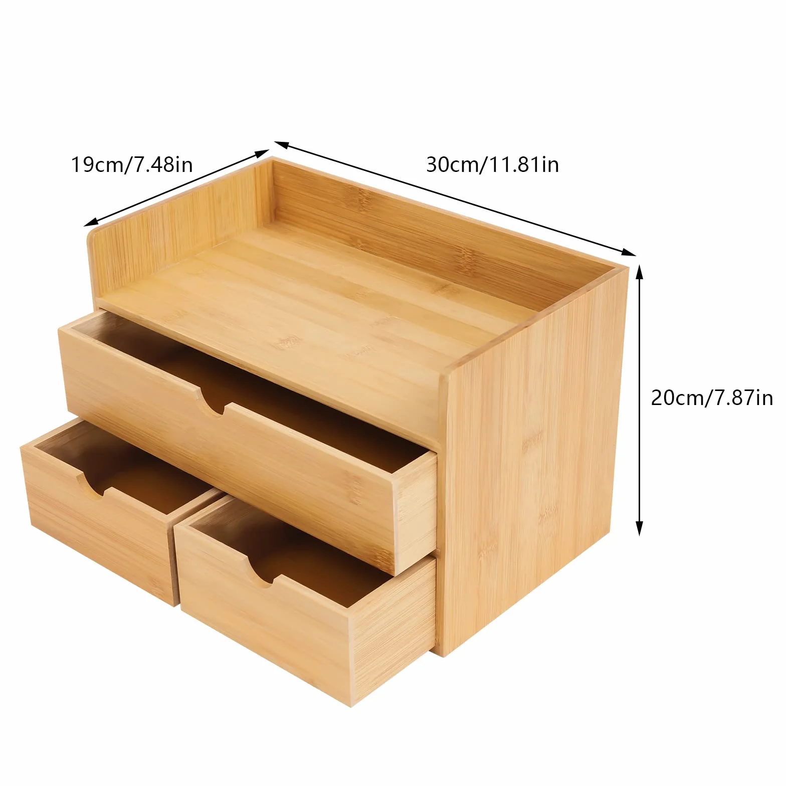 Cassettiera in bambù con 3 cassetti, 33 x 19 x 20 cm, per francobolli, note, clip di carta, forbici (da 2 a partire da 1 pareggio) (A1)