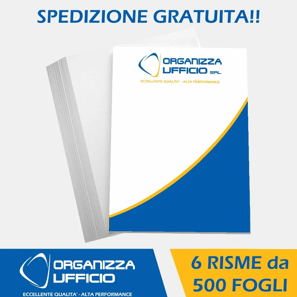 Risme Carta A5 500 Fogli 80 gr/mq Extrabianco per Stampa Laser e Inkjet 3000 Fogli
