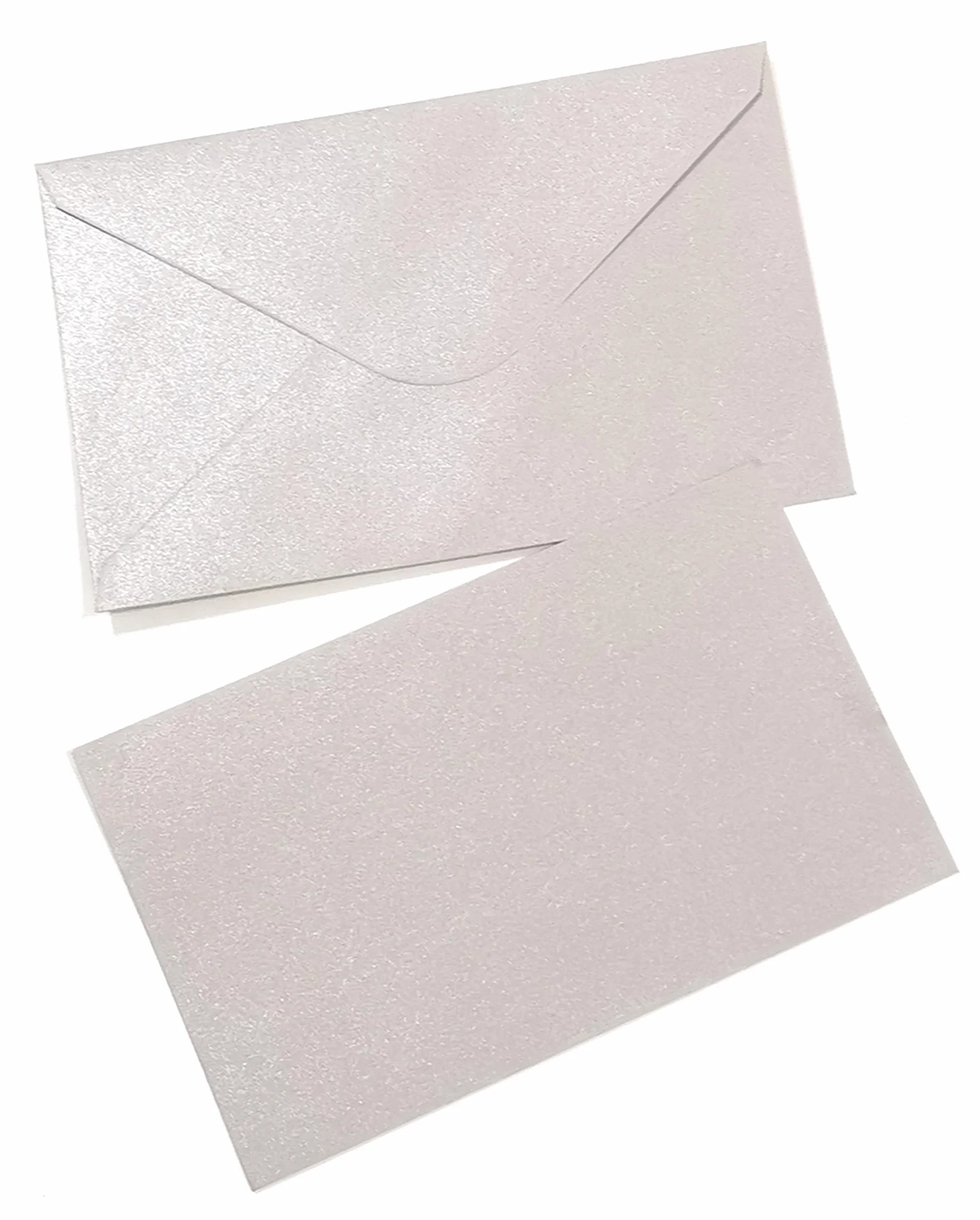 JEYEFFE 100 Pezzi Buste Colorate + 100 Bigliettini 14 x 9 cm Mini Buste Per Cartolina ARGENTO