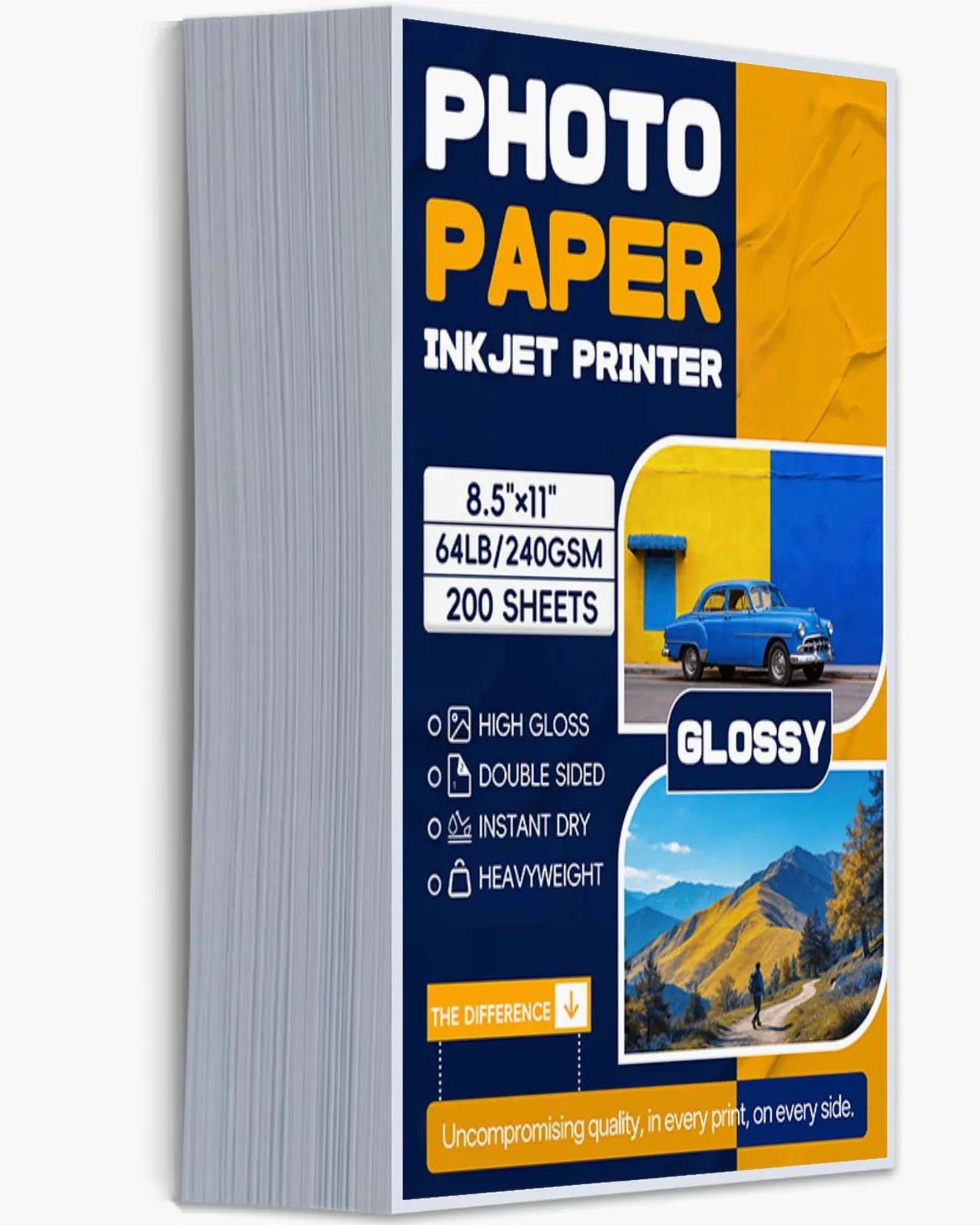 Carta fotografica a getto d'inchiostro, 21,6 x 28 cm, 200 fogli, 29 kg/240 g/m², carta fotografica lucida su entrambi i lati, per stampanti a getto d'inchiostro, ad asciugatura istantanea, cartoline