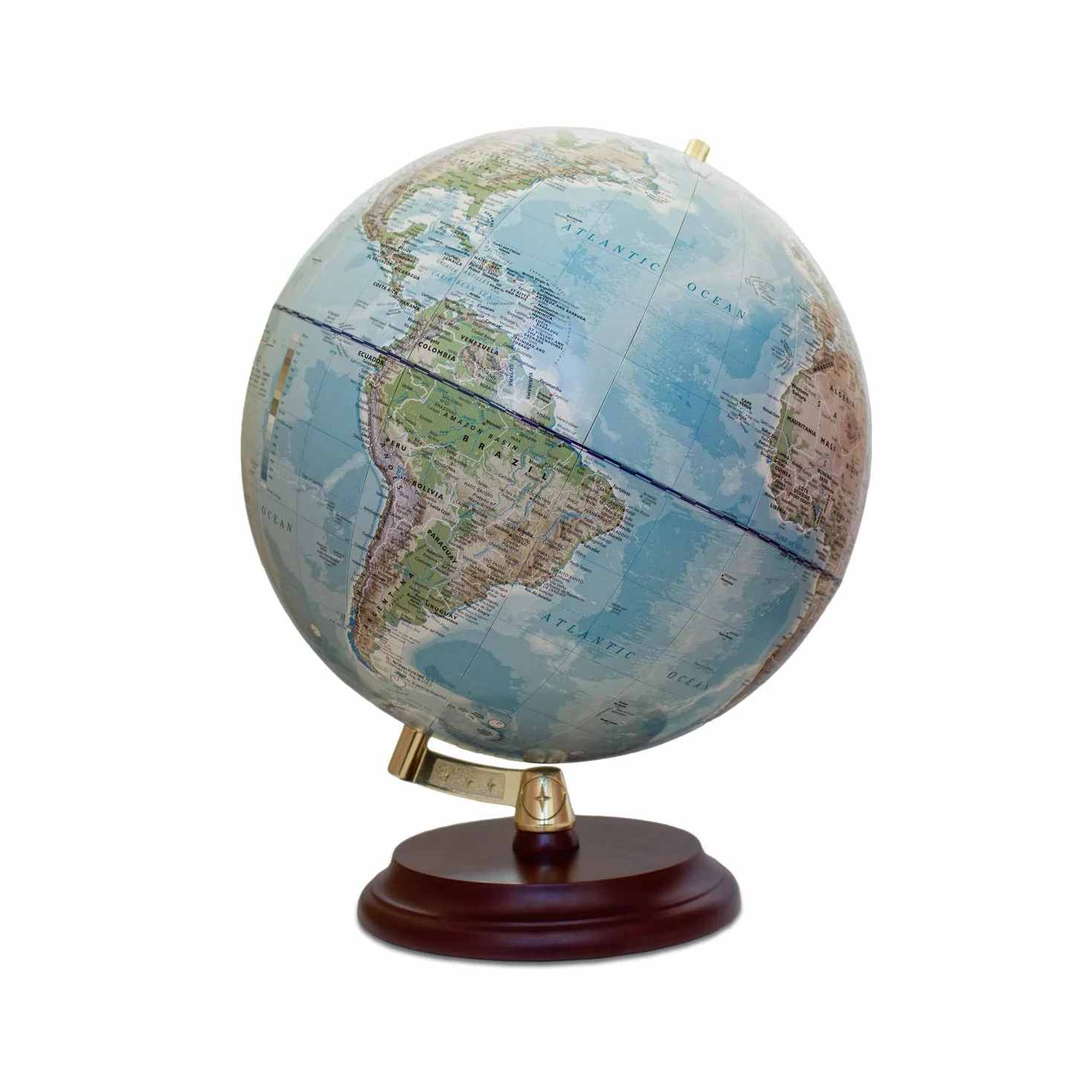 Globo di Magellano Vasa con mappa politica o laminato a mano, freestanding senza meridiano diametro 32 cm, globo con piede in legno marrone rossiccio scala 1:40.000.000 32 cm