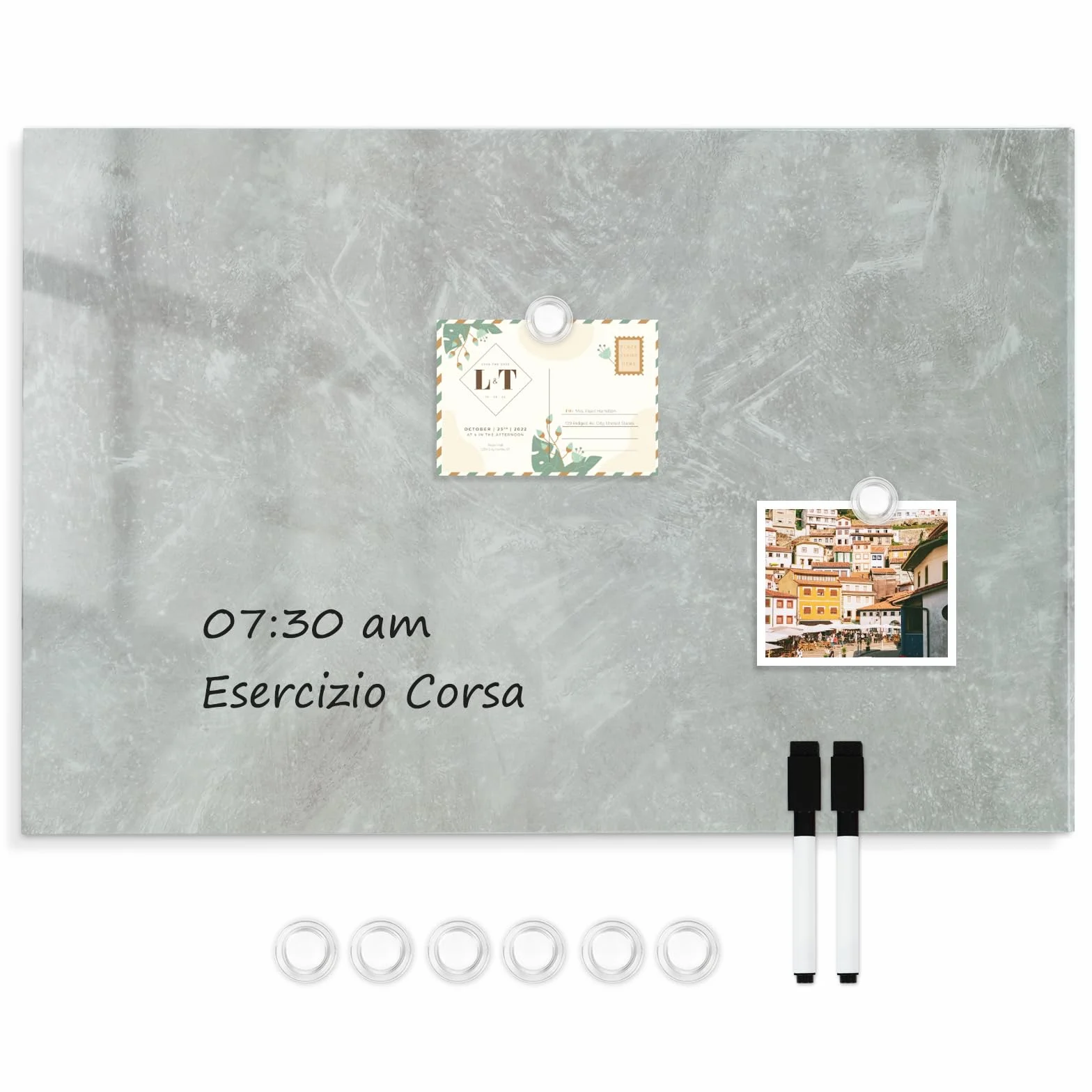 DOLLAR BOSS Lavagna magnetica, lavagna magnetica 50 x 70 cm per la parete, Memoboard lavagna magnetica stampata con 6 magneti, 2 penne
