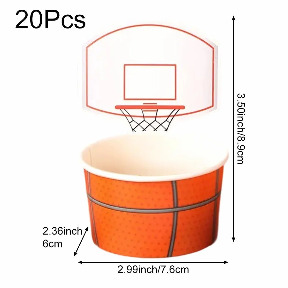 20 Pezzi Tazze Snack a Forma di Canestro Basket per Feste Compleanno Tema Basket Ciotole Carta Bomboniere