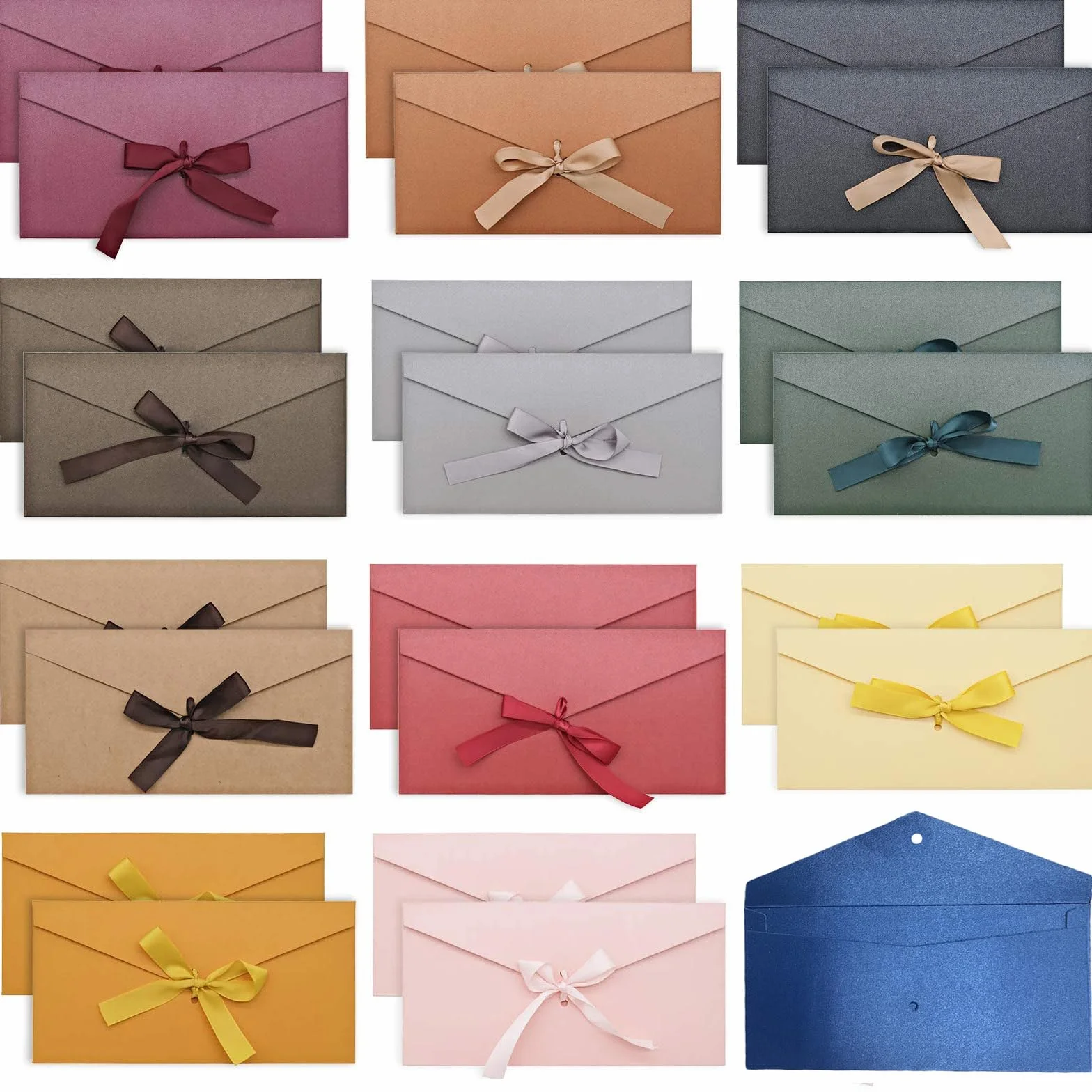 Buste di Carta Kraft Retrò 22x11cm 24 Pezzi 12 Colori per Inviti Matrimonio