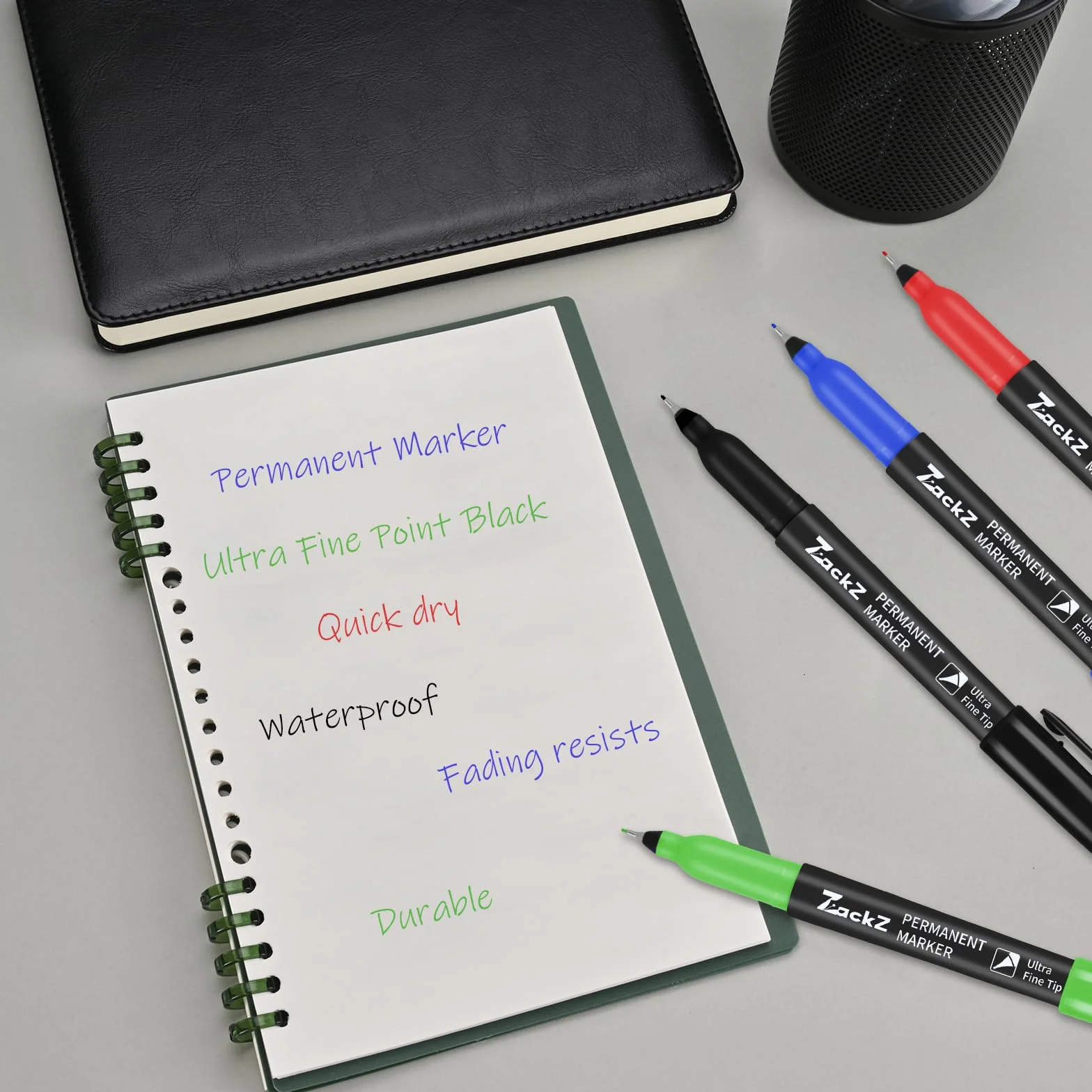 ZackZ Pennarelli indelebili a punta ultra fine, punta fine da 0,4 mm, colori assortiti, impermeabili, ad asciugatura rapida, resistenti allo sbiadimento, punta sottile, funziona su carta, vetro