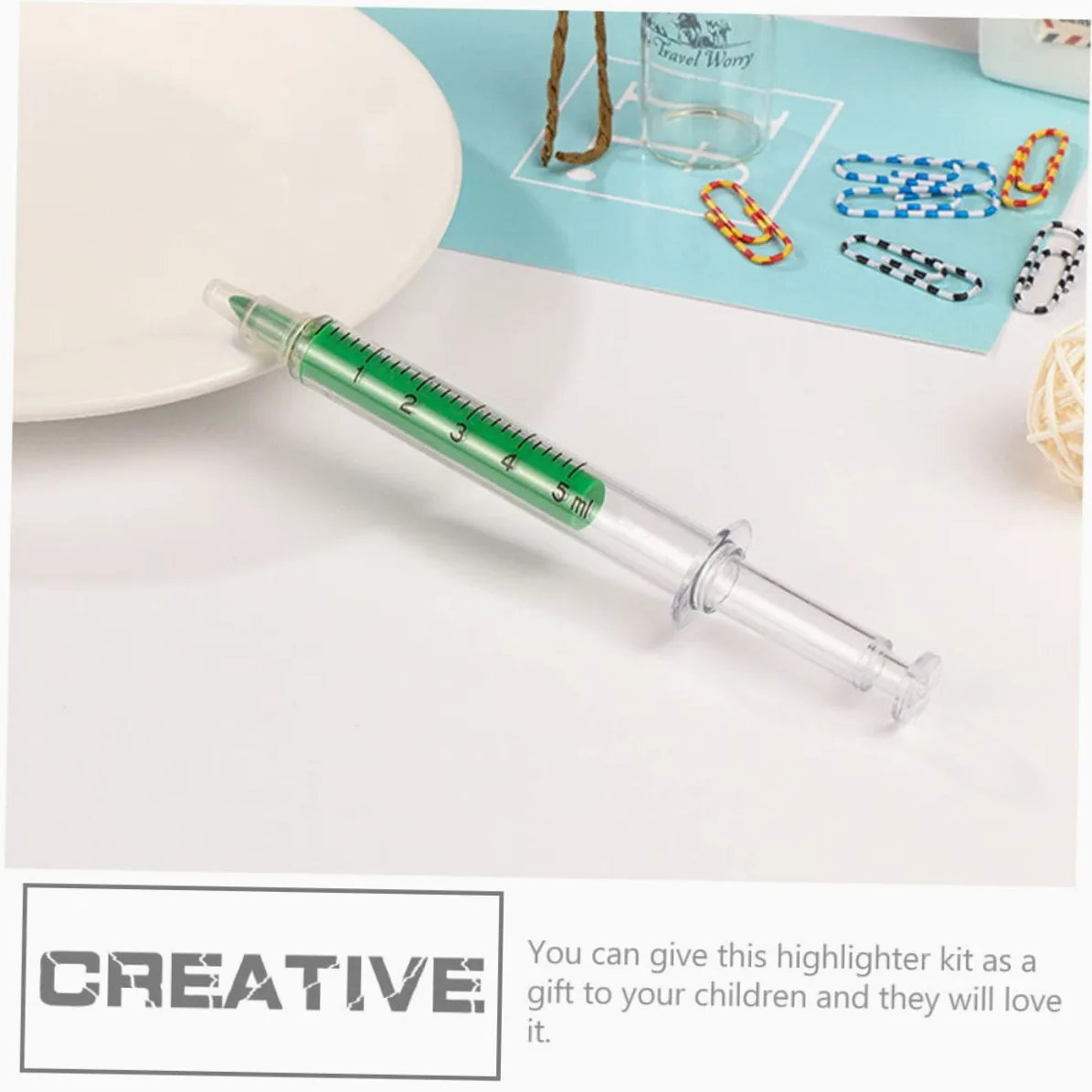 Penna Evidenziatore a Siringa in Plastica Set Da 24 Pezzi Colori Misti Evidenziatori Comodi Per Uso Domestico e Infermieri Strumenti Di Scrittura Creativi