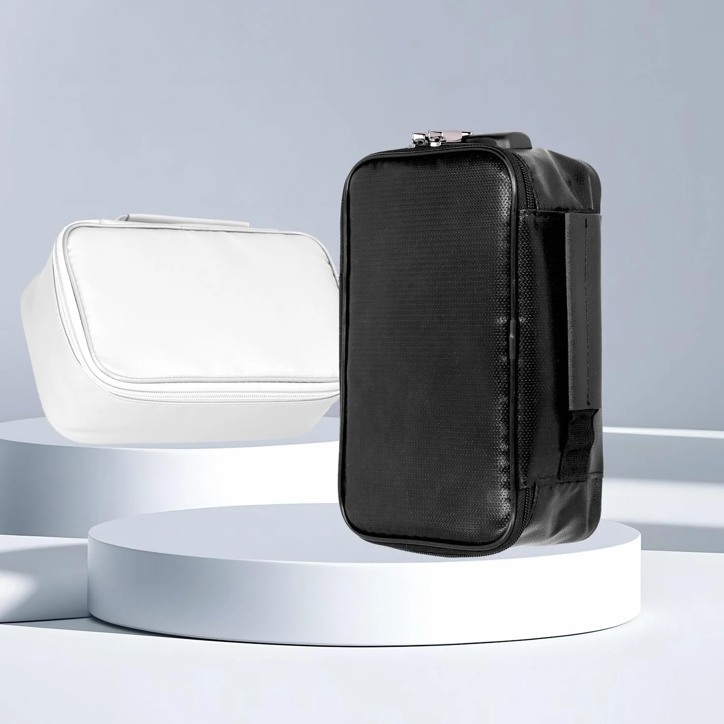 Tissting 9,1 x 5,5 x 3,9 pollici Borsa per documenti impermeabile ignifuga a 3 strati con serratura Borsa per organizer per documenti Borsa per certificati con cerniera per certificati(Nero)