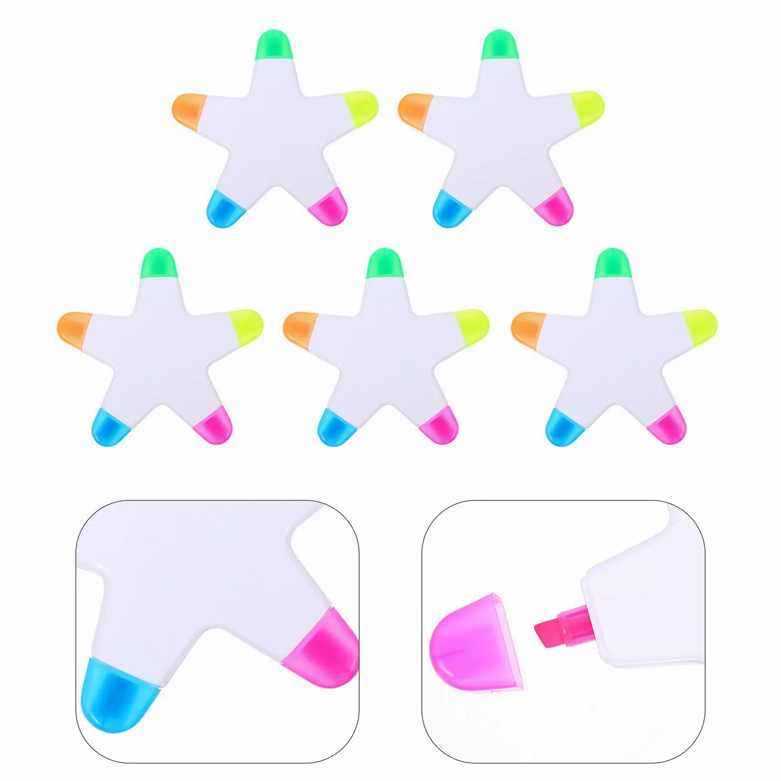 Veemoon 10 Pezzi Evidenziatori Colorati Stella Punta Conica Fluorescenti per Studio e Disegno Creativo