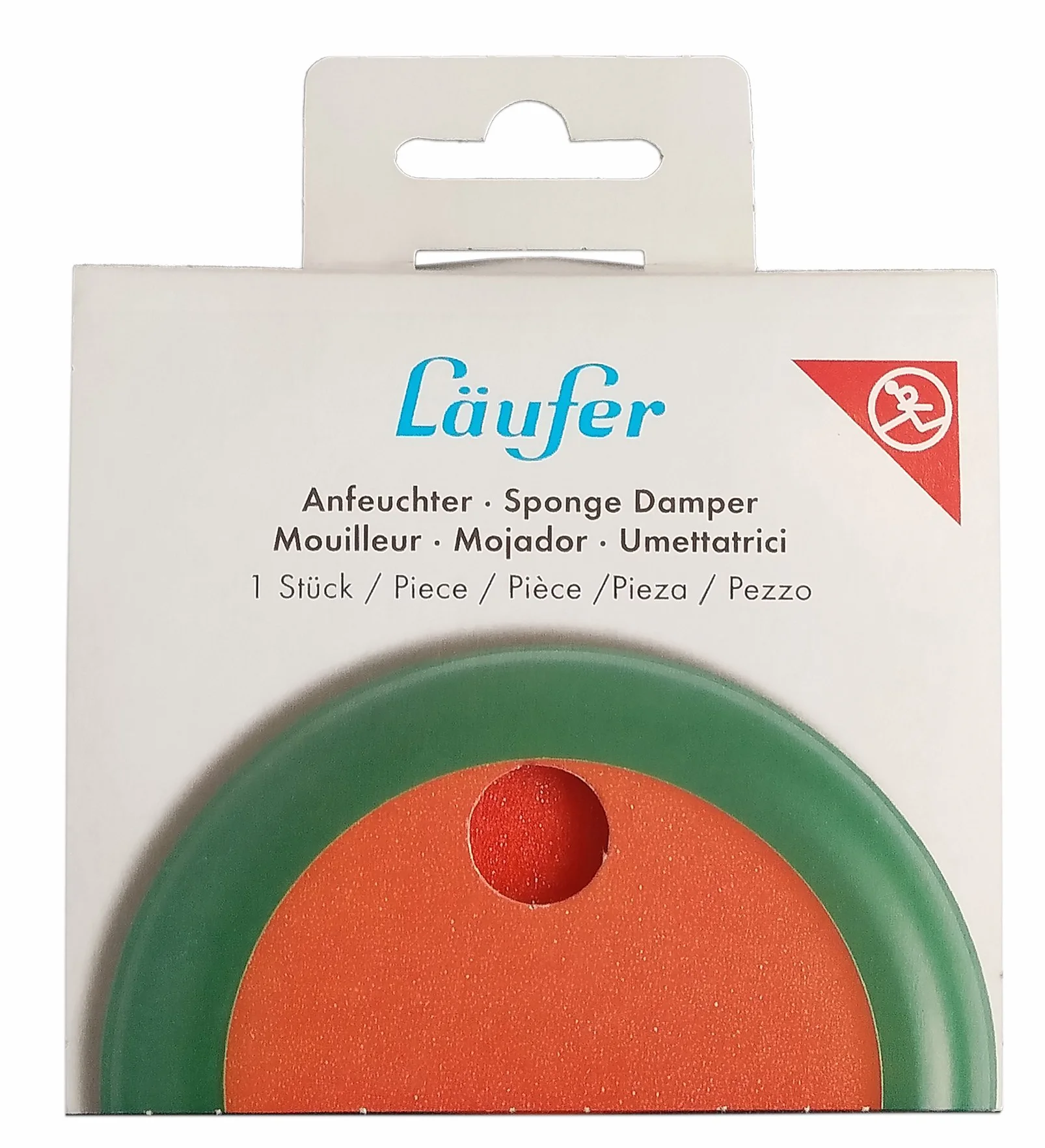 Läufer 69238 Umidificatore per buste francobolli rotondo 10,5 cm custodia verde spugna arancione