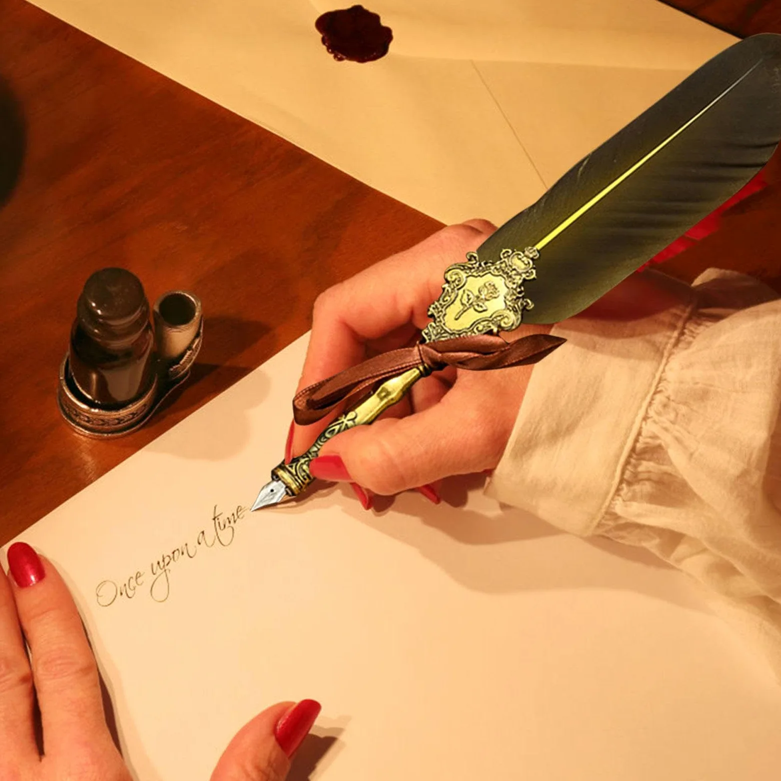 Generisch Set di penne per calligrafia, set di penne a immersione vintage | set di penne a immersione, inchiostro, punte di ricambio, ceralacca