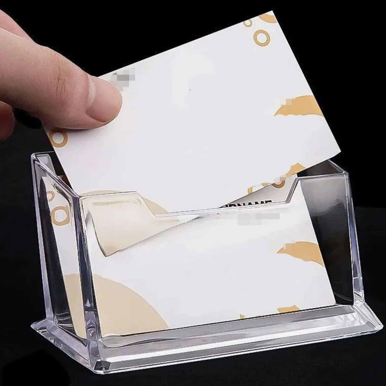 Espositore per Biglietti da Visita, Porta Biglietti da Visita Trasparente, Accessorio da scrivania Antiscivolo, espositore per Ufficio per casa (Trasparente 10,3x6,3x9,8 cm)