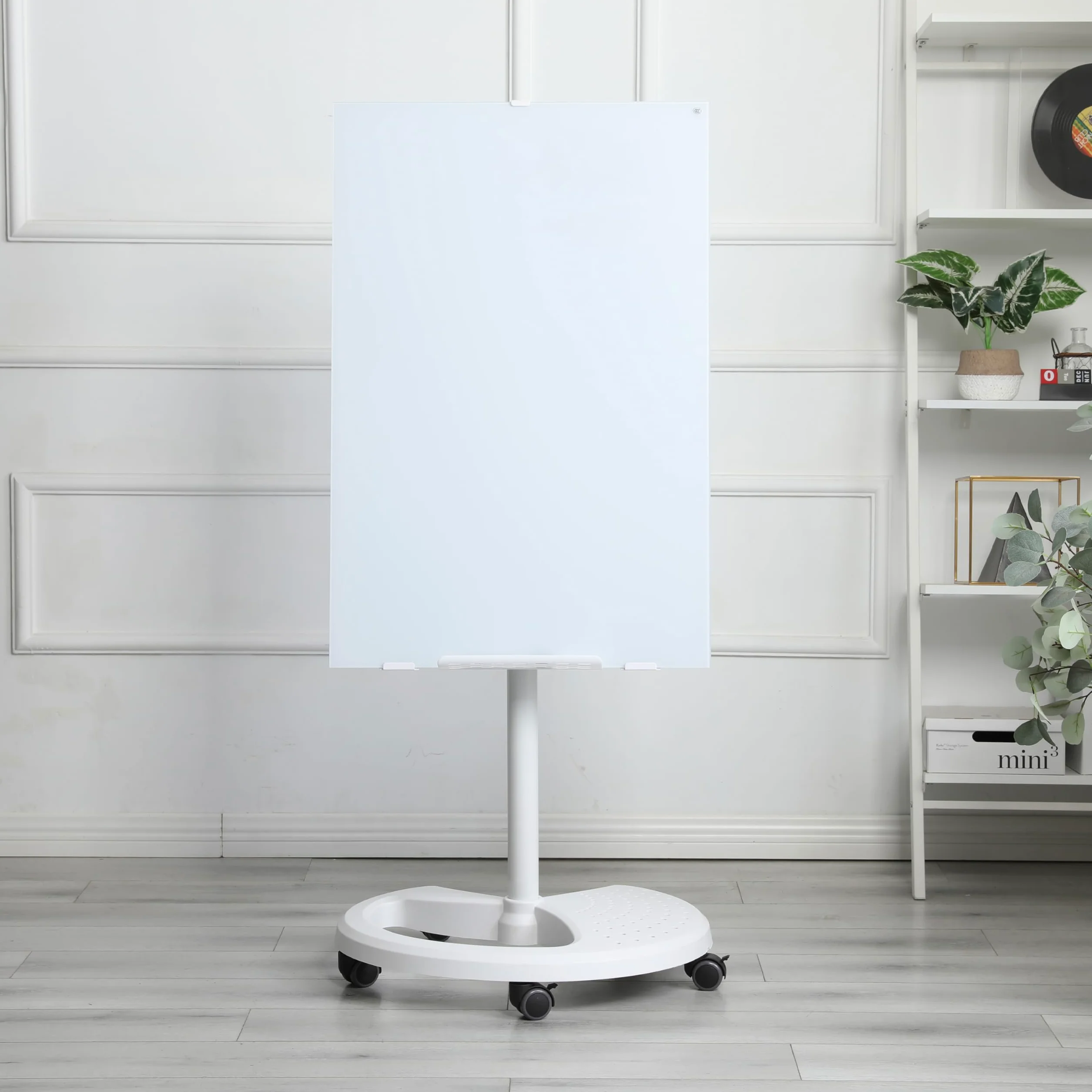Lavagna in Vetro Temprato con Supporto, Regolabile, Bianco, 90x60 cm
