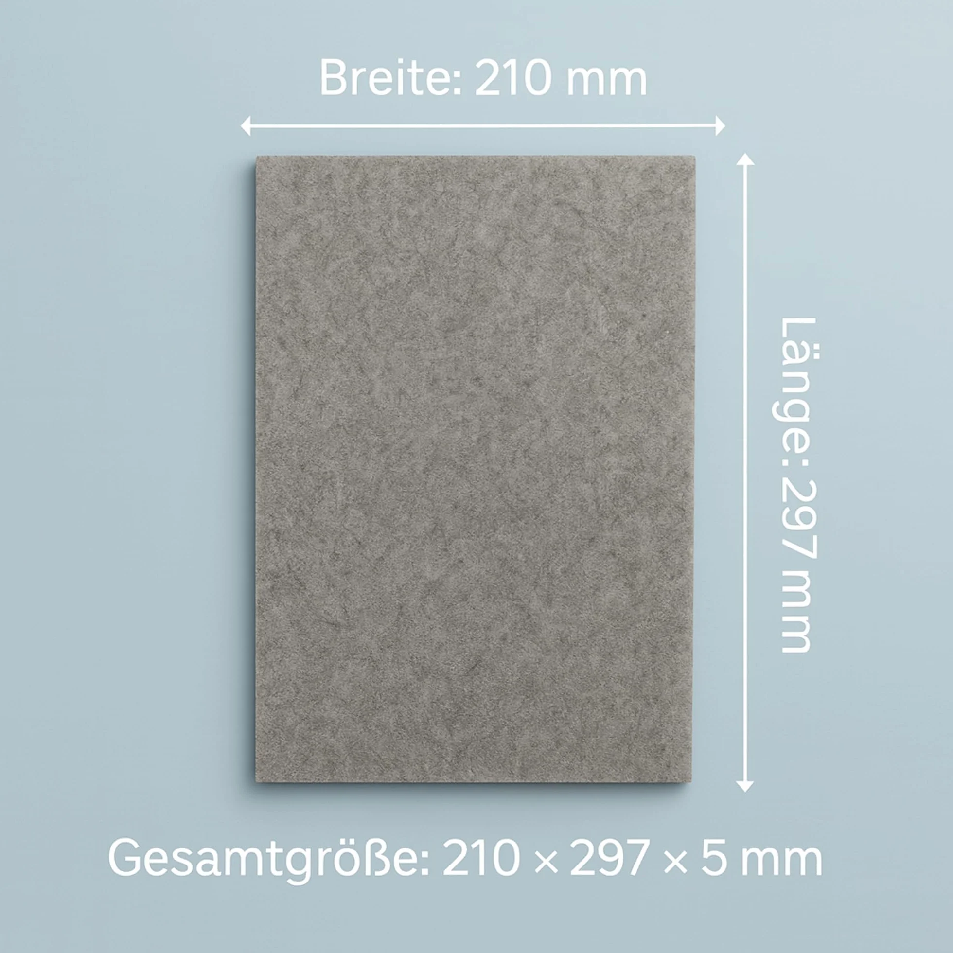 Feltro artigianale senza colla 5,0 mm grigio DIN A4 210 x 297 mm haggiy