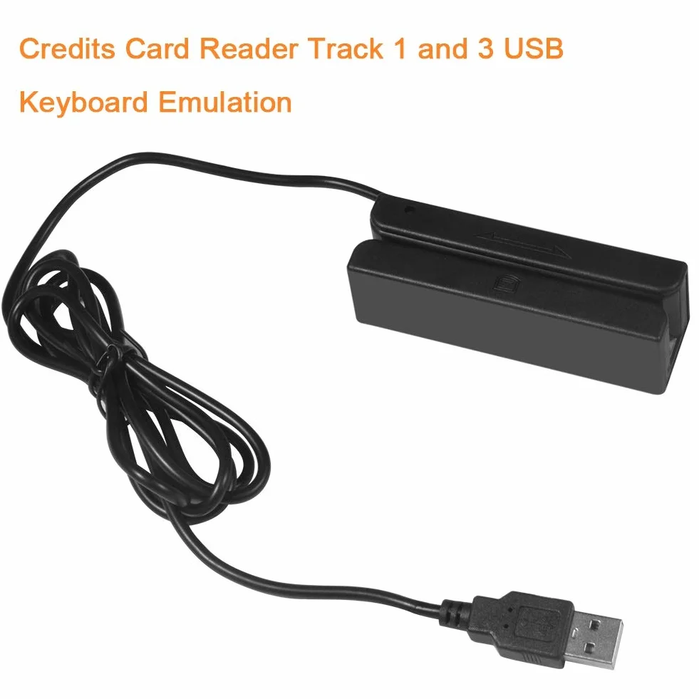 Nikou Lettore di Carte di Credito, Lettore di schede di Credito USB, Lettore di schede magnetiche MSR580 3 Tracce Mini Mag Hi-Co Swiper 1 Confezione