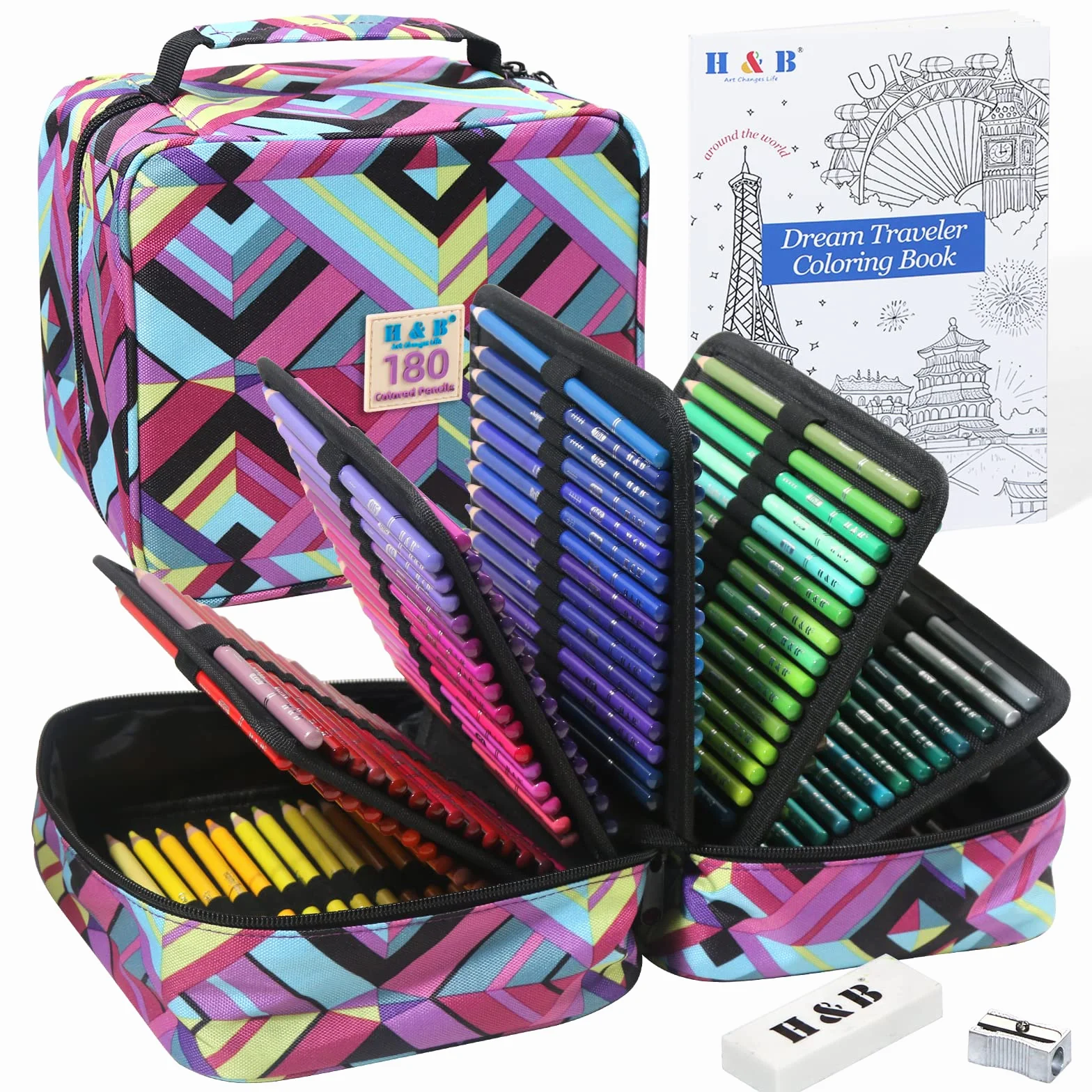 H & B 180 pezzi matite colorate a olio libro da colorare set artistico adulti