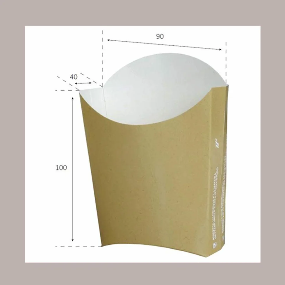 Lucgel Contenitore Porta Patatine Fritti Crocchette Carta Avana Bio 90H100mm 100 pezzi
