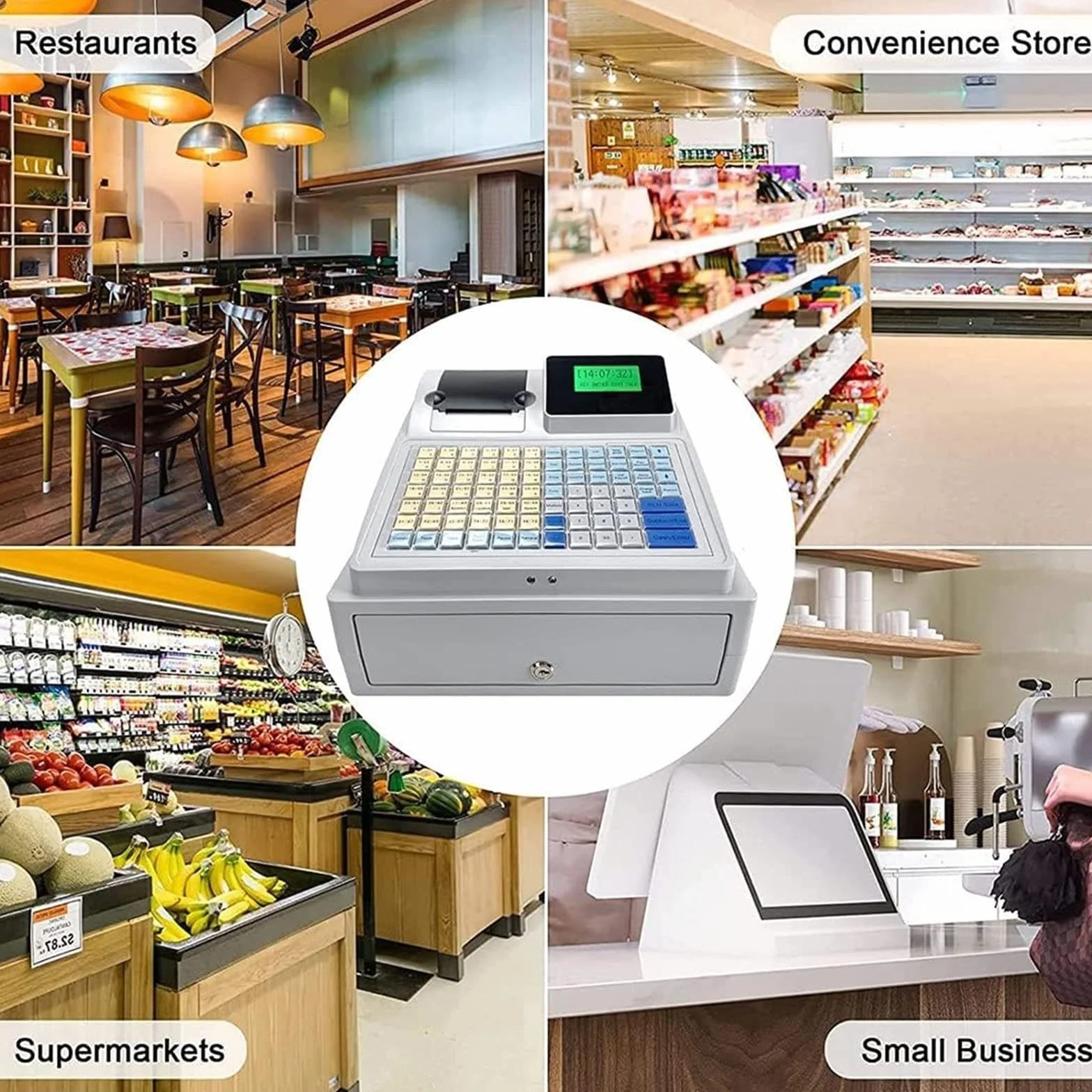 Registratore di cassa elettronico POS con display LED, Cassa elettronica Registratore di cassa Gastronomia al dettaglio Sistema di cassa solido Cassetto di cassa