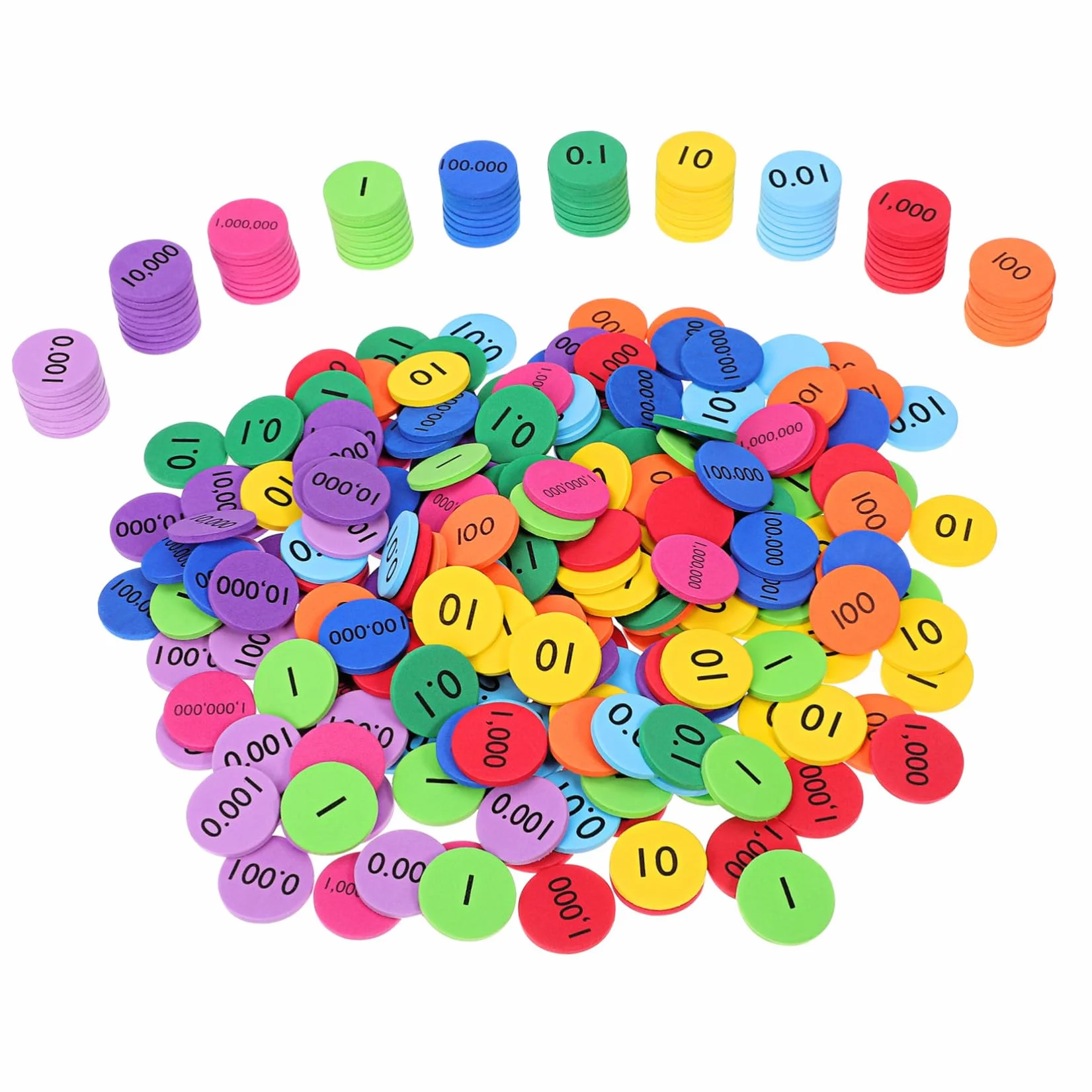 5 Set Dischi Posizionale Colorati in Eva Kit Didattico Per Apprendimento Matematica Educativo Per Dischi Numerici Resistenti E Sicuri 300 Pezzi*5