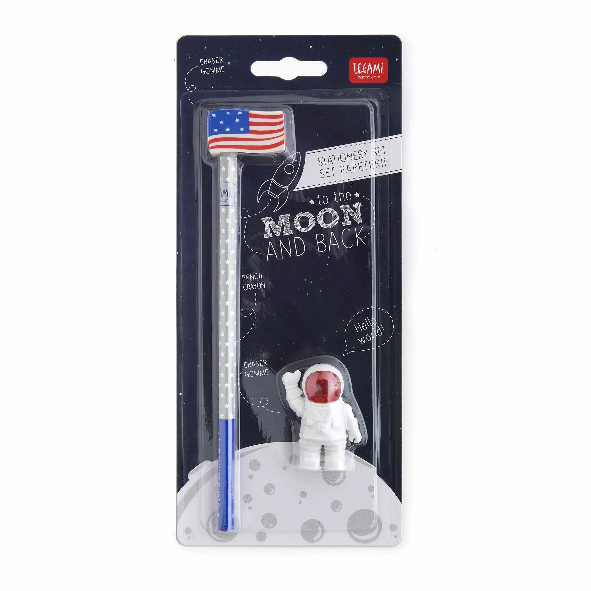 Legami Set di 2 Gomme e 1 Matita 0,7x17,5 cm Matita con Mina HB per Disegnare e Scrivere