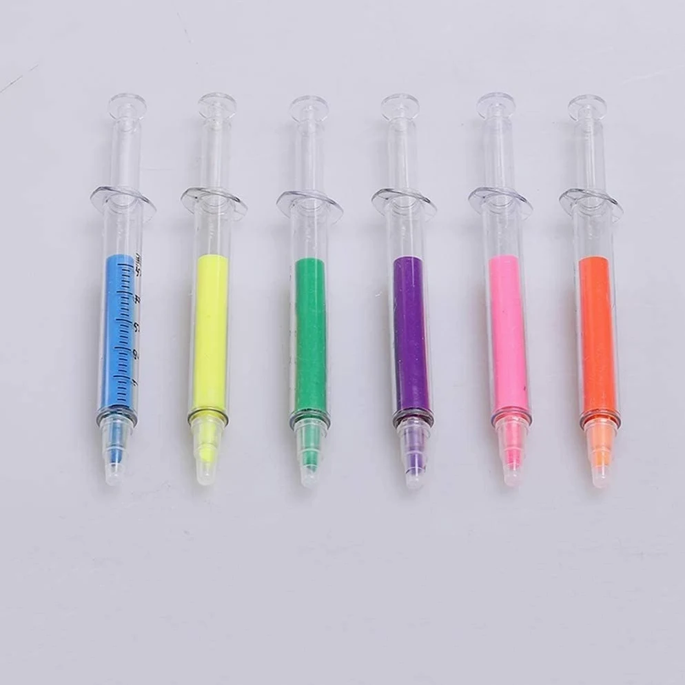 Pennarello, Pennarello evidenziatore Creativo a Forma di siringa Penne Fluorescenti Punta a scalpello Set da 5 Pezzi Adatto for segnare Appunti Graffiti Pratico e Popolare