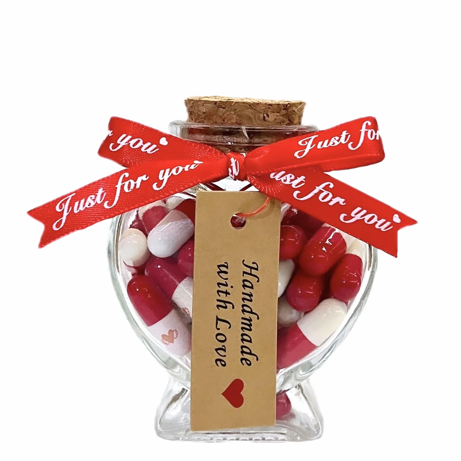 Capsule con Messaggio in Bottiglia, Regalo San Valentino Fidanzato/Fidanzata, Scatola Regalo, Rosso