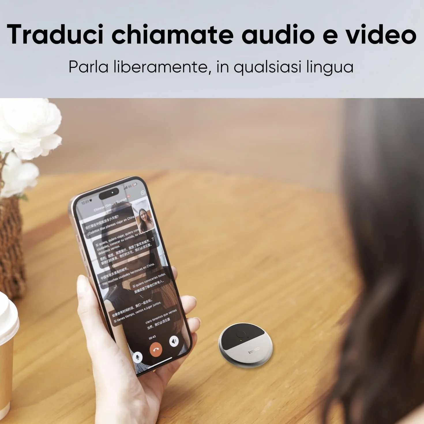 Traduttore Vocale Istantaneo AI con Clonazione della Voce, Traduttore Simultaneo Portatile Multilingue con Traduzione in Tempo Reale, Dispositivo Traduzione per Viaggi, Lavoro e Conversazioni