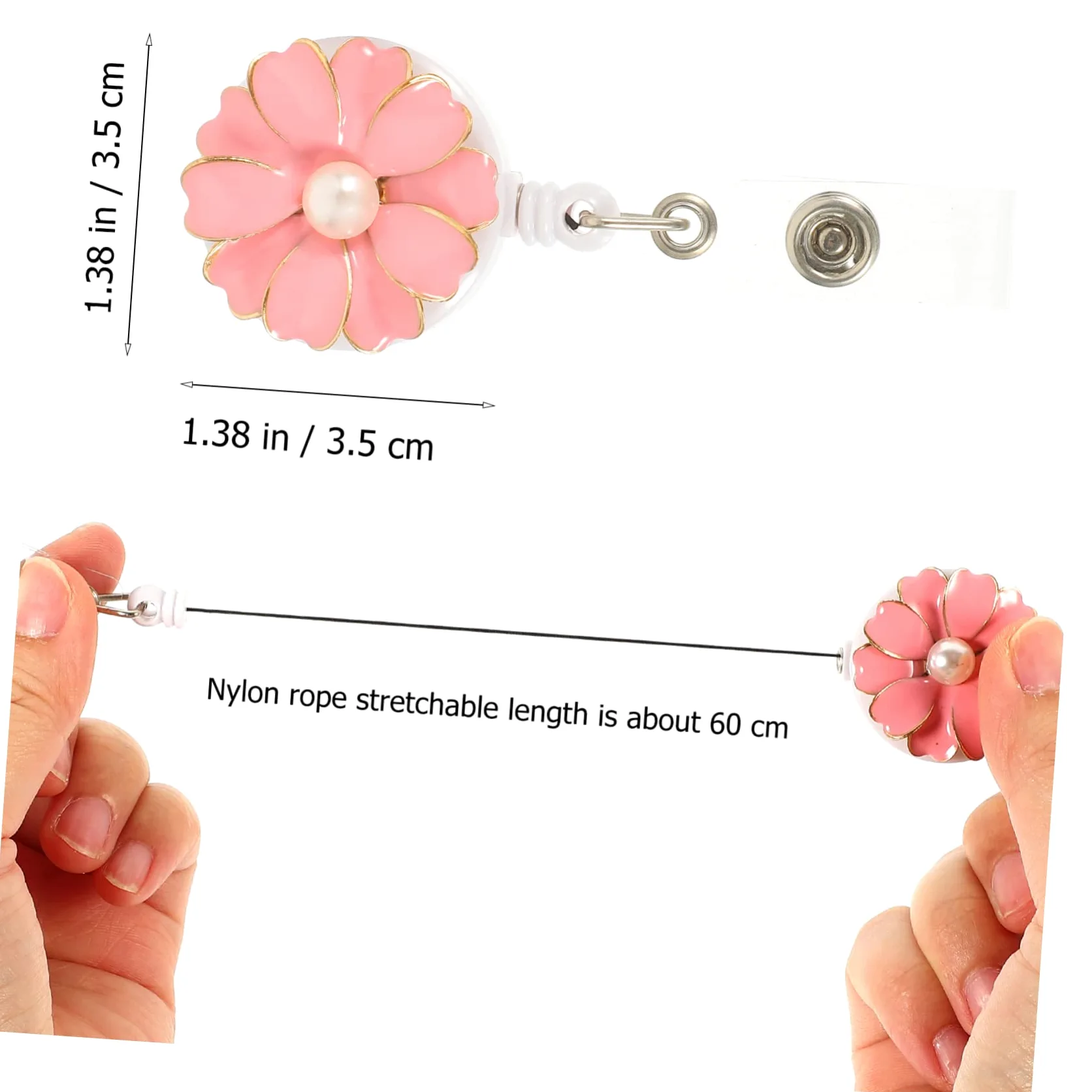 Operitacx 10pezzi Portanomi Retrattile Con Clip Porta Badge Elegante Per e Uffici Design Fiore Perla e Perla Accessorio Pratico Per Tessere Id