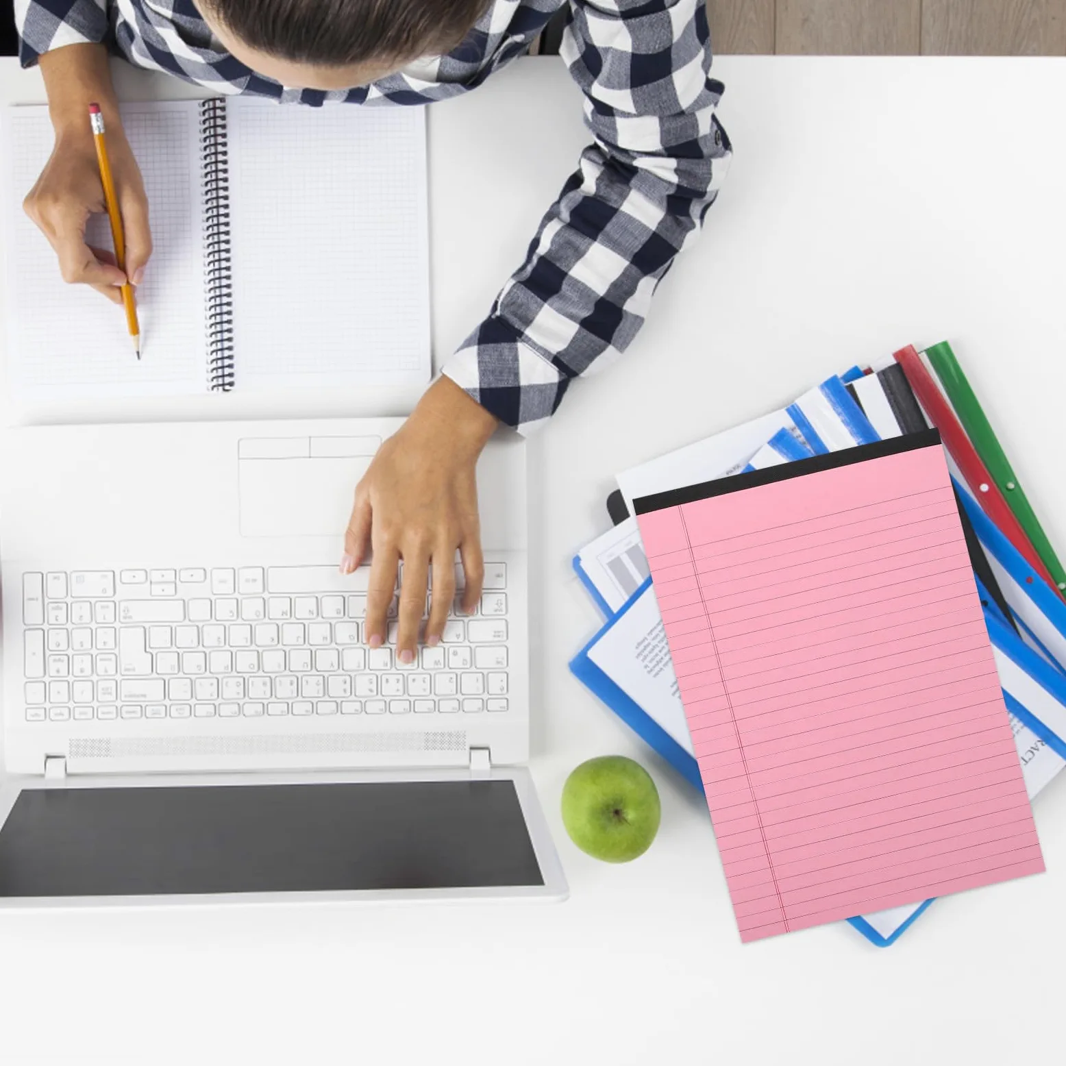 CALLARON Quaderno per Organizzazione Efficiente A4 Rosa 4 Pezzi Fogli Strappabili, Pagine Rigate e Colonne Divise in Ufficio e Lavoro