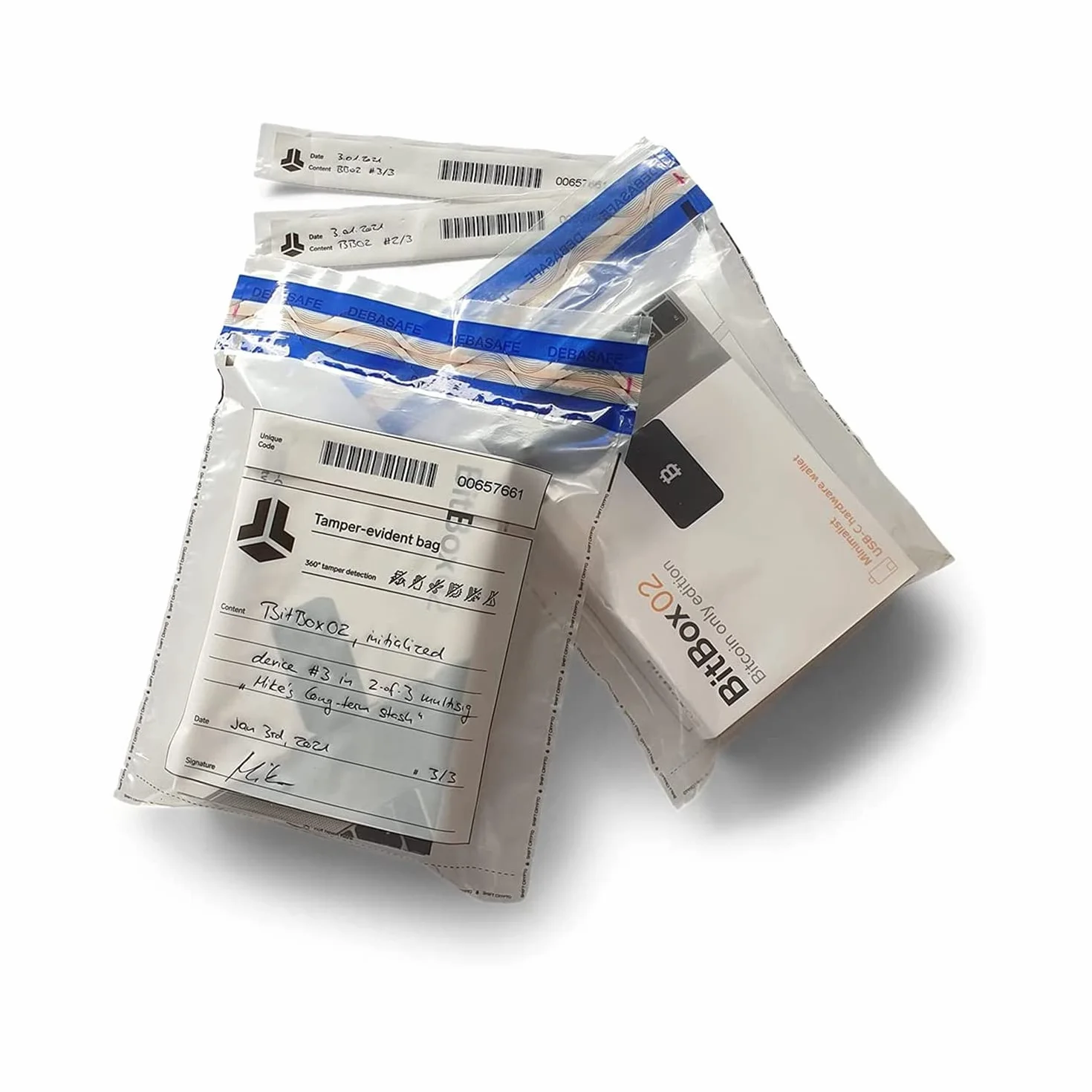 BitBox - Buste di sicurezza anti-manomissione, per proteggere i tuoi documenti sensibili o il backup di un portafoglio Bitcoin; Set di 5 buste (7,6 x 11,6 pollici)