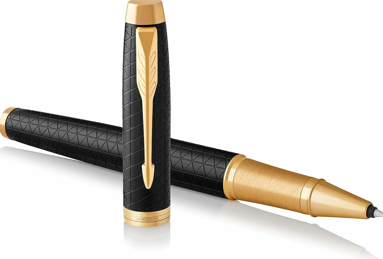 Parker IM Premium Penna roller e penna a sfera con incisione | penna premium | confezione regalo | regalo personalizzato | anniversario | compleanno (nero/oro G.C.)