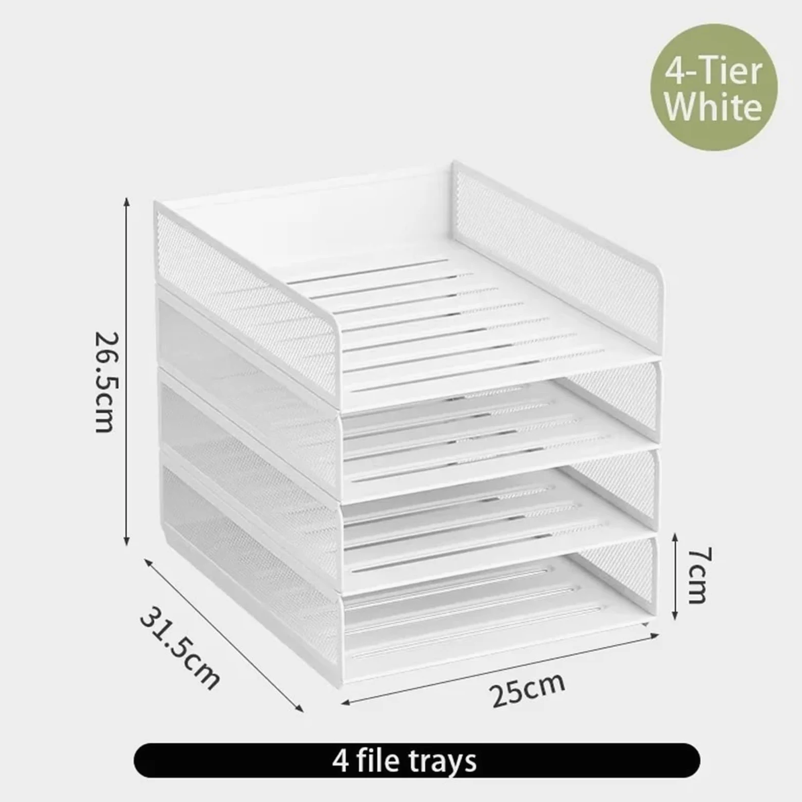 Vassoio Per Lettere Organizzatore Di File Desktop In Metallo | Portadocumenti impilabile, scanalatura cava antiscivolo, rack salvaspazio(4-Tier-Black)