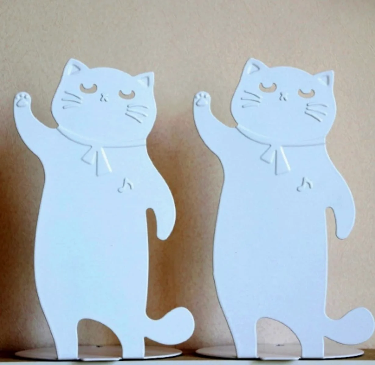Reggi Libri, Fermalibri Simpatici Fermalibri A Forma Di Gatto In Metallo Per Scaffali Decorativi Resistenti Per La Casa Della Scuola Ufficio Casa Scrivania(White)