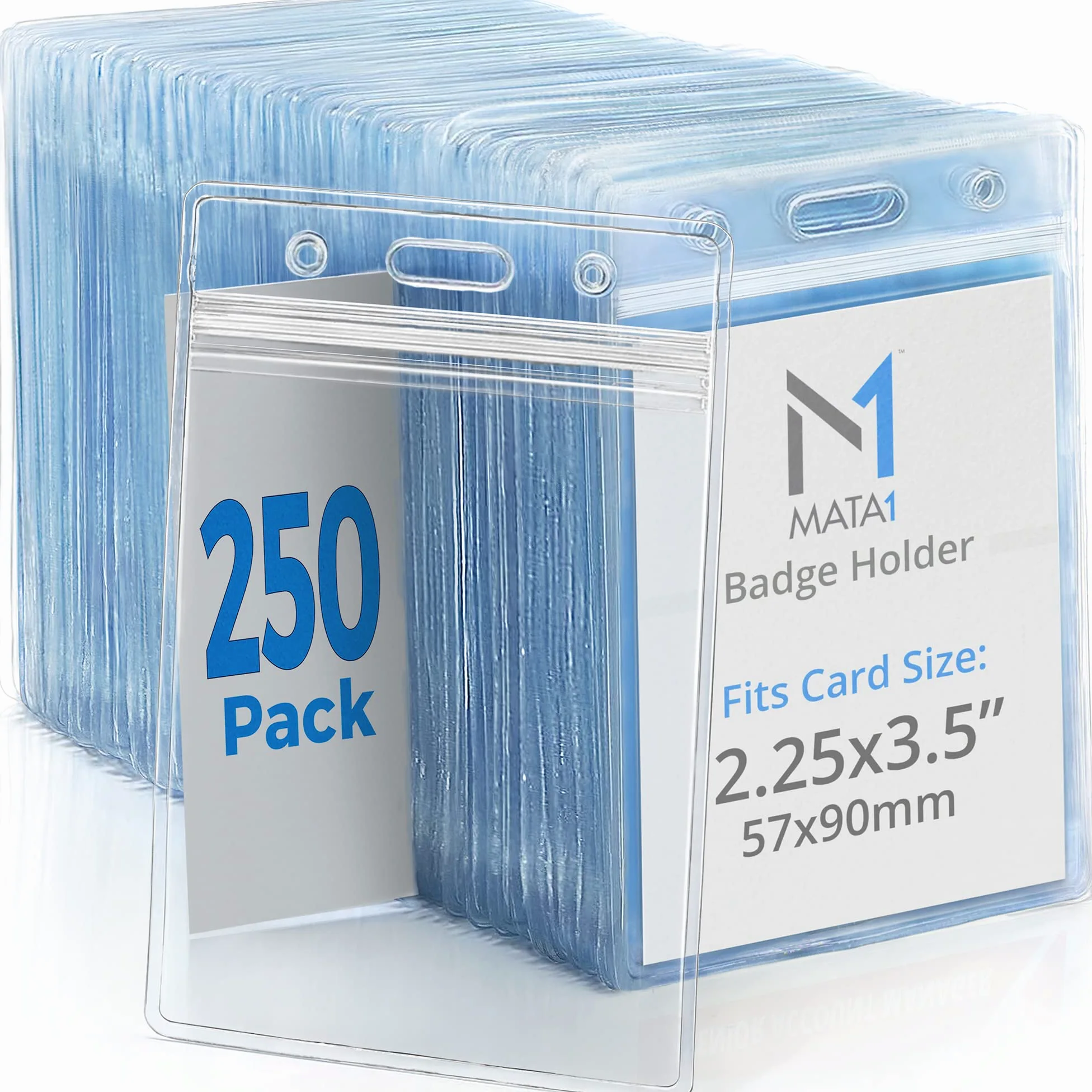 Porta badge verticale in plastica trasparente con cerniera Clear