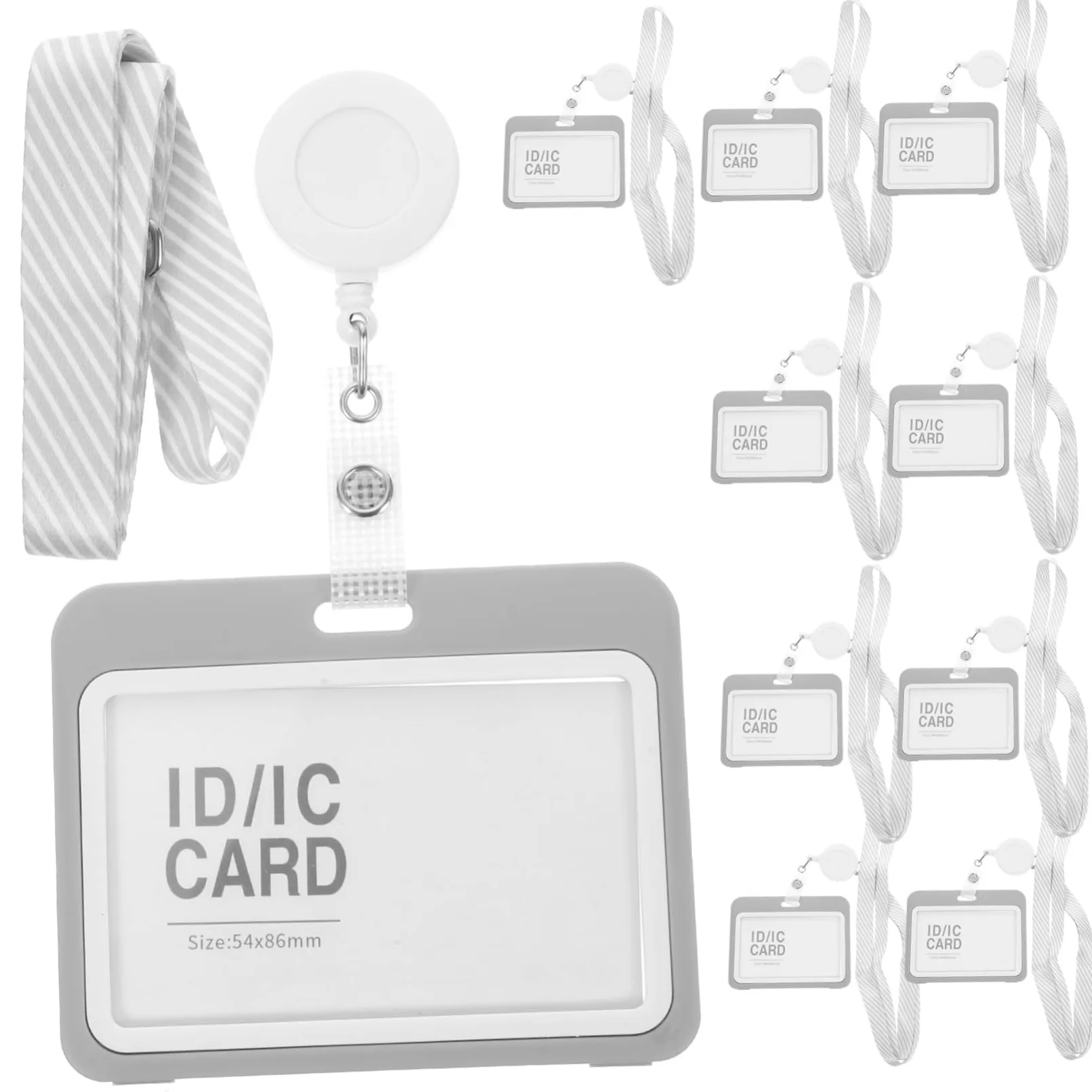 Porta Badge con Cordino 10 Set in Plastico, Custodia | Tessere Bus e Biblioteche, Leggero e Facile da Portare, Lotti per Insegnanti e Ufficio