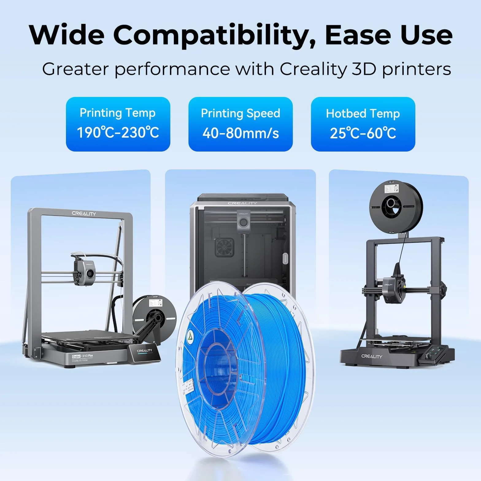 Creality PLA Filamento 1.75mm 1kg Bobina Hyper RFID per K2 Plus Stampanti 3D Blu