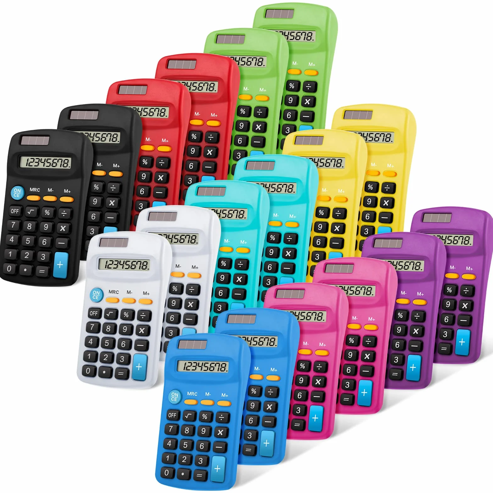 Calcolatrice portatile per studenti di dimensioni tascabili per scuola, calcolatrice solare di base, calcolatrice colorata per ufficio e casa, per scuola, studenti, desktop e contabilità, strumenti