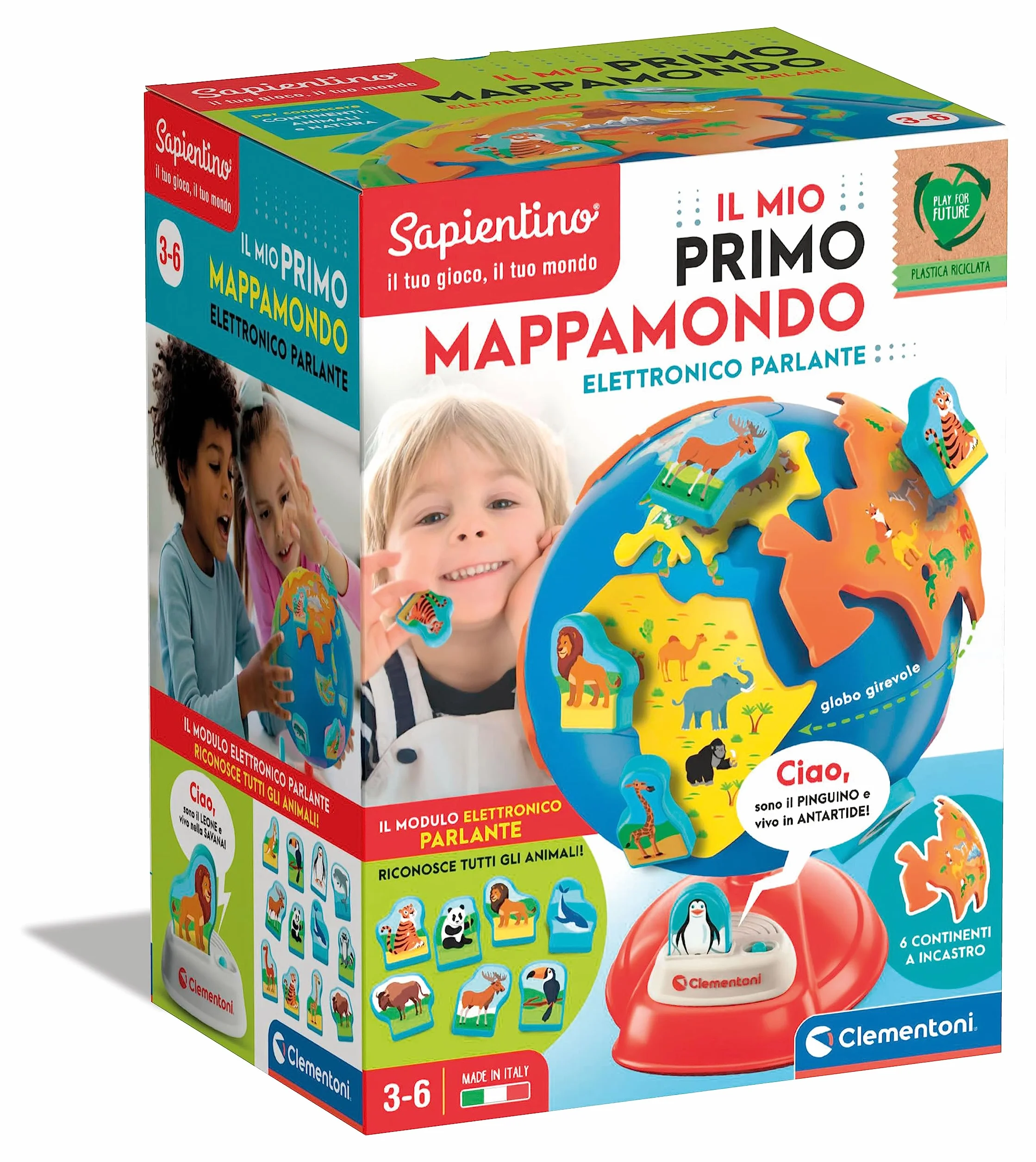 Clementoni Sapientino Il Mio Primo Mappamondo Elettronico Parlante Gioco Educativo per Bambini 3-6 Anni