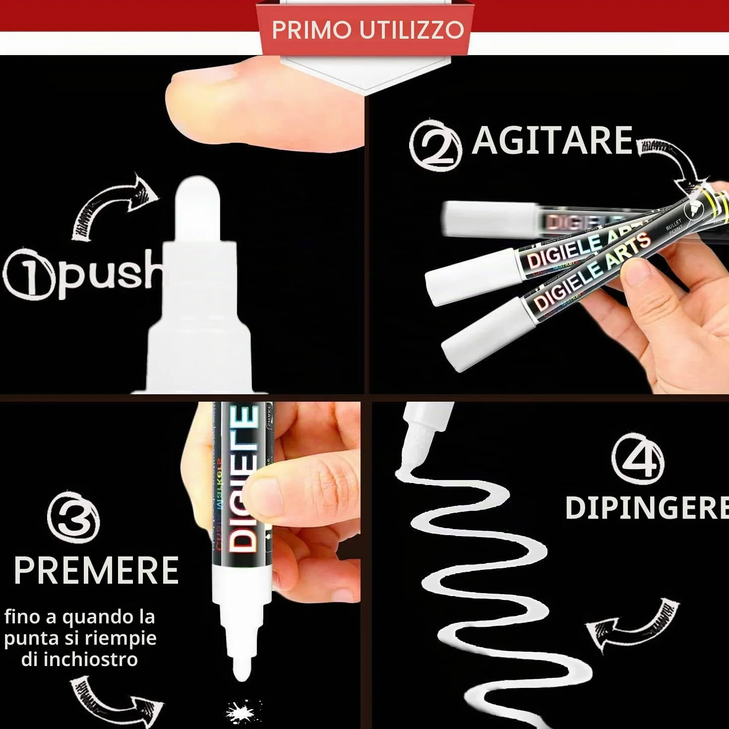 Pennarelli a gesso 3 mm + feltro liquido bianco 6 mm + 16 etichette, punta reversibile fine o smussato, cancellazione con panno