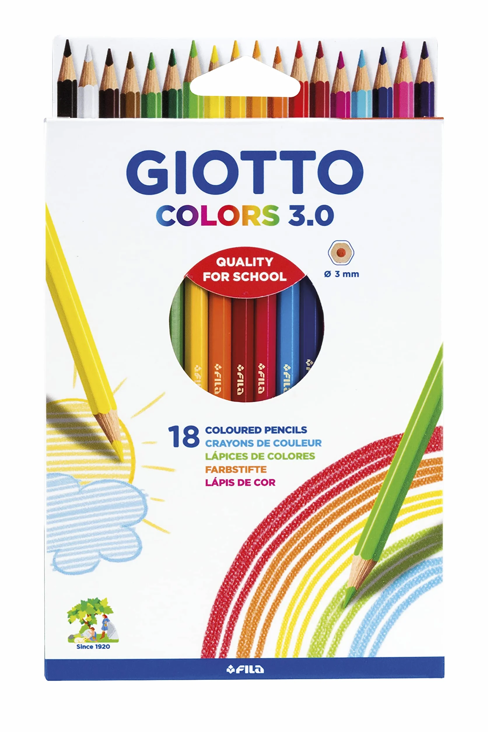 Giotto Colors 3.0 Matite Colorate, Astuccio 18 Pcs