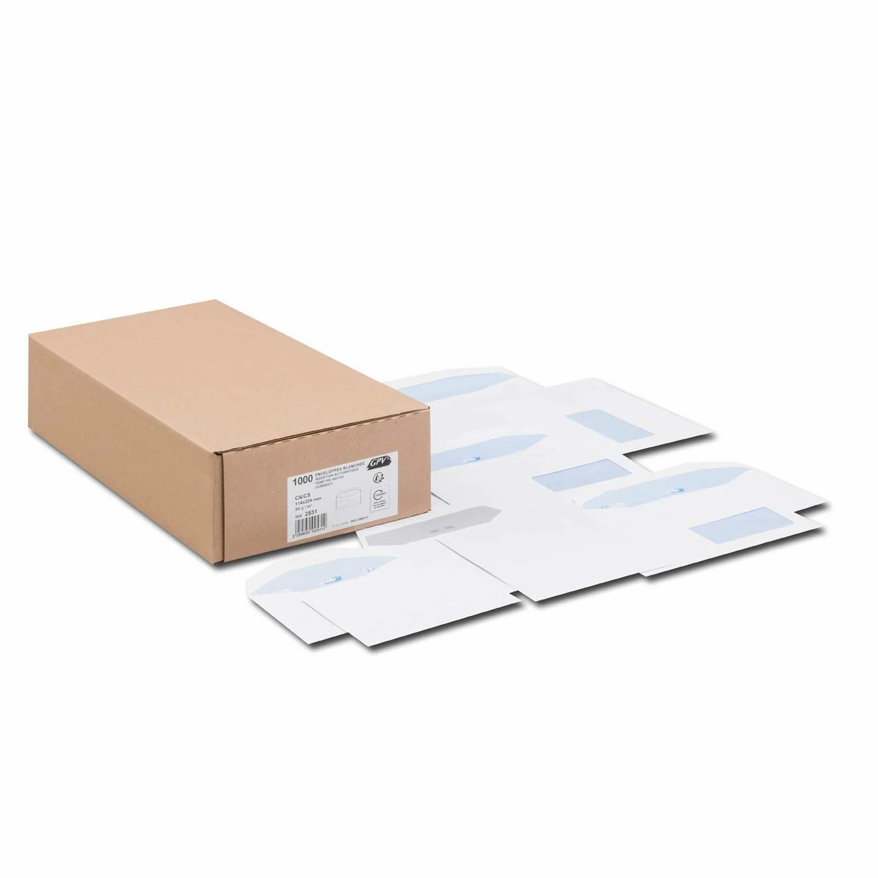Enveloppebulle - Confezione da 1000 buste speciali digitali C6/C5, 115 x 229 80 g/m2, con finestra 45 x 100 gommate, colore: Bianco