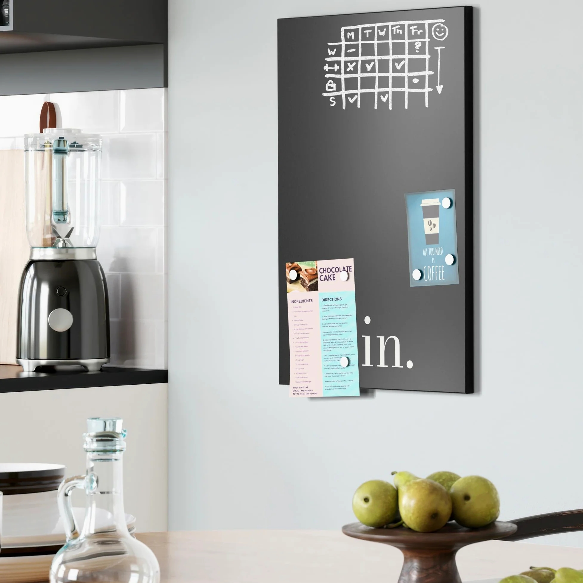 DEQORI Lavagna magnetica con stampa UV, motivo "Moin – Scritta | Design rettangolare 40 x 60 cm | Lavagna in metallo a gesso scrivibile – Decorazione da parete per cucina, corridoio, cameretta dei