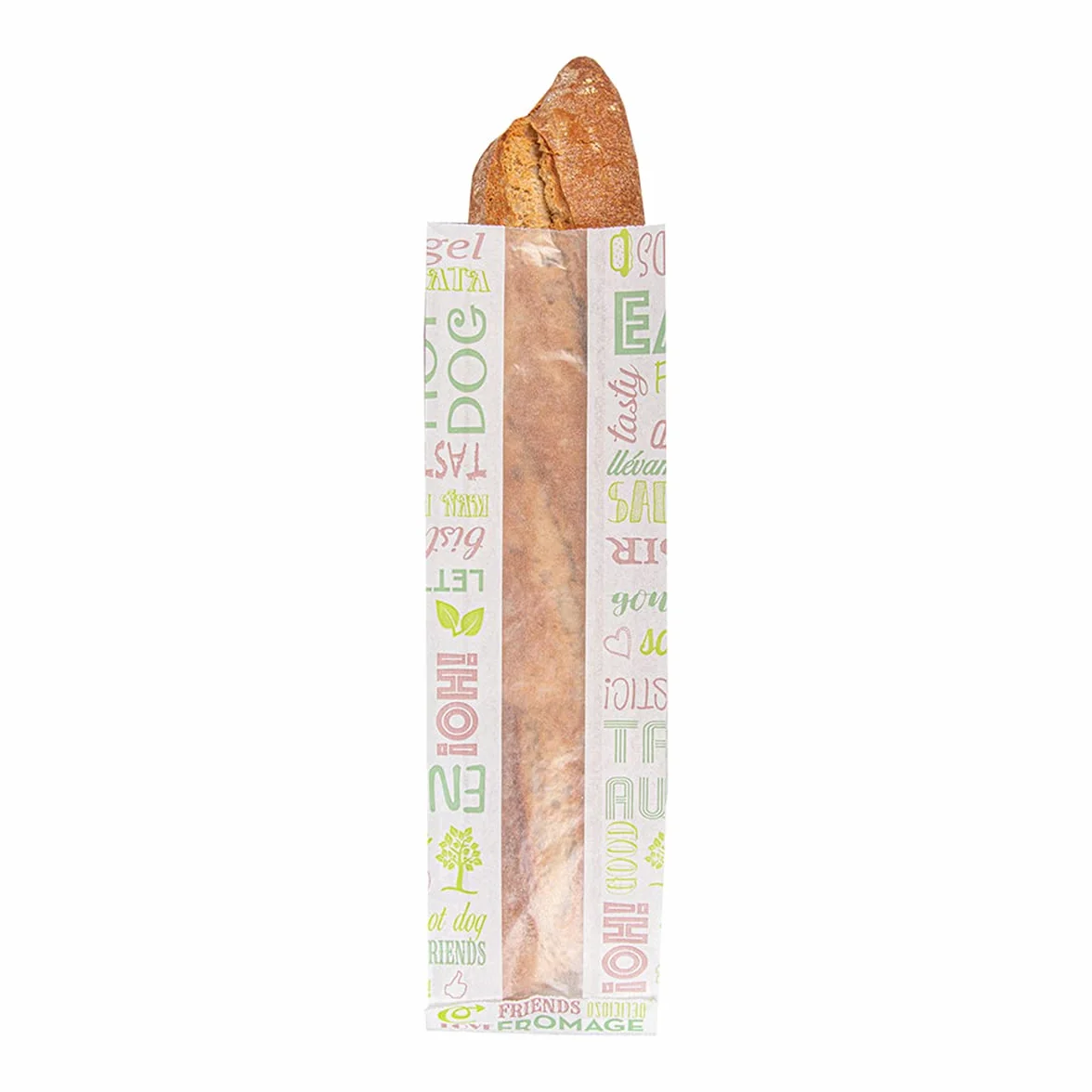 Sacchetti Baguette con finestra Eco 32 G/M2 9+4,5X30 cm Bianco Perg. Antigrasso 250 pezzi