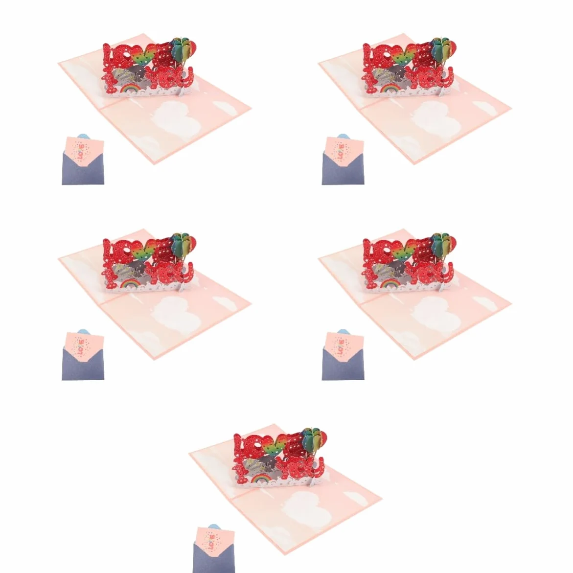 NUOBESTY 5 Set Di Biglietti Di Auguri Per Anniversario Di Matrimonio Design 3d Per Coppie San Festa Della