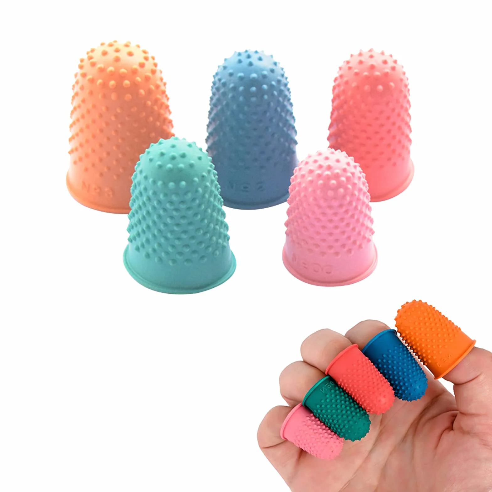 Proteggi Dita Mano in Gomma Antiscivolo Protezione Riutilizzabili 5 Pezzi 5 Colori
