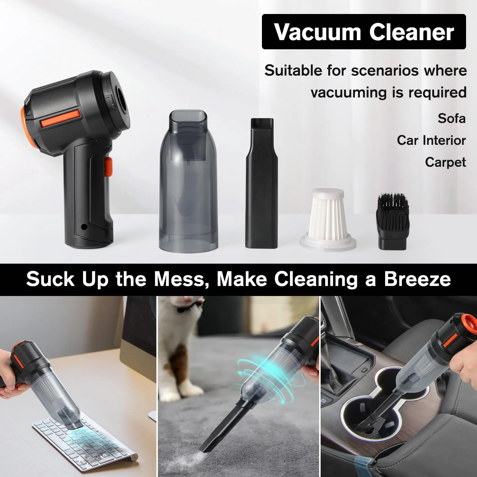 WHATOOK Compressa Aria Soffiatore & Aspirapolvere: Pulitore Elettrico Portatile, Super Potente 100.000 RPM, Ideale Per Computer, Auto, Casa e Pulizie All' Aperto(Mini Duster e Vacuum)