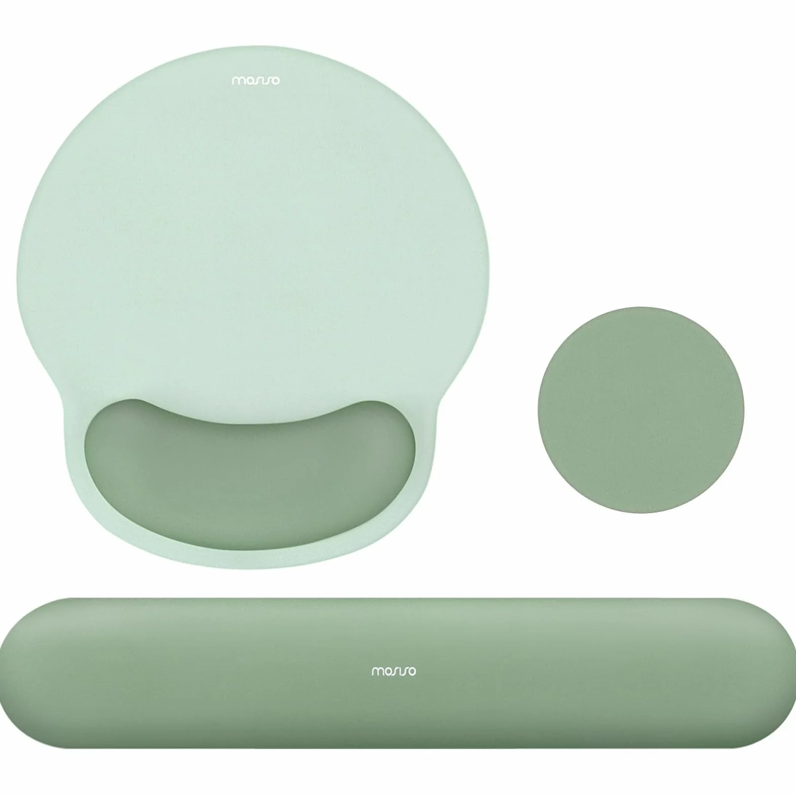 MOSISO Supporto Poggiapolsi Tappetino Mouse Ergonomico Curvo Non-Slip Memory Foam Verde Antico