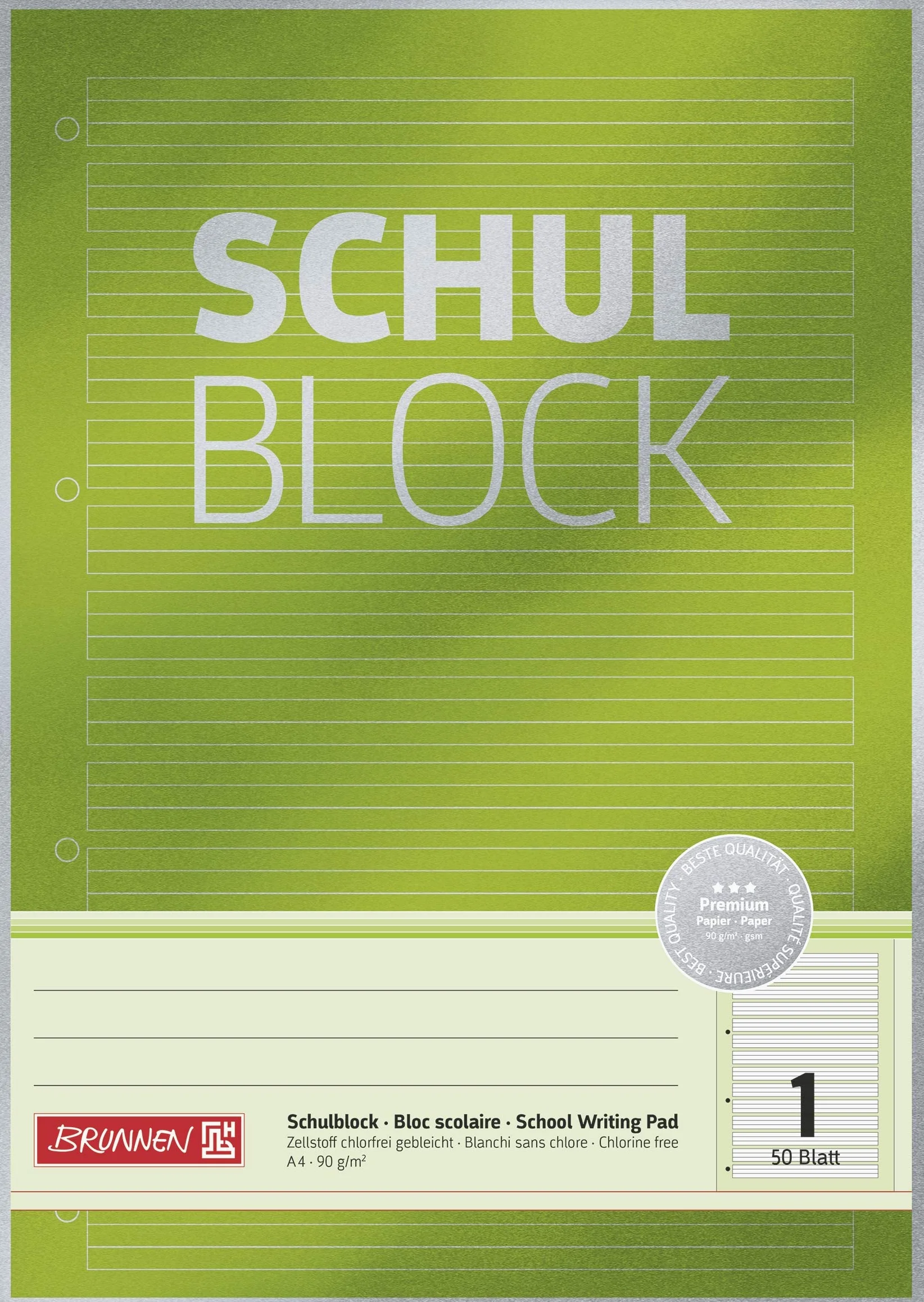 Brunnen Lin01 50Bl Premium Blocco A4 per la scuola