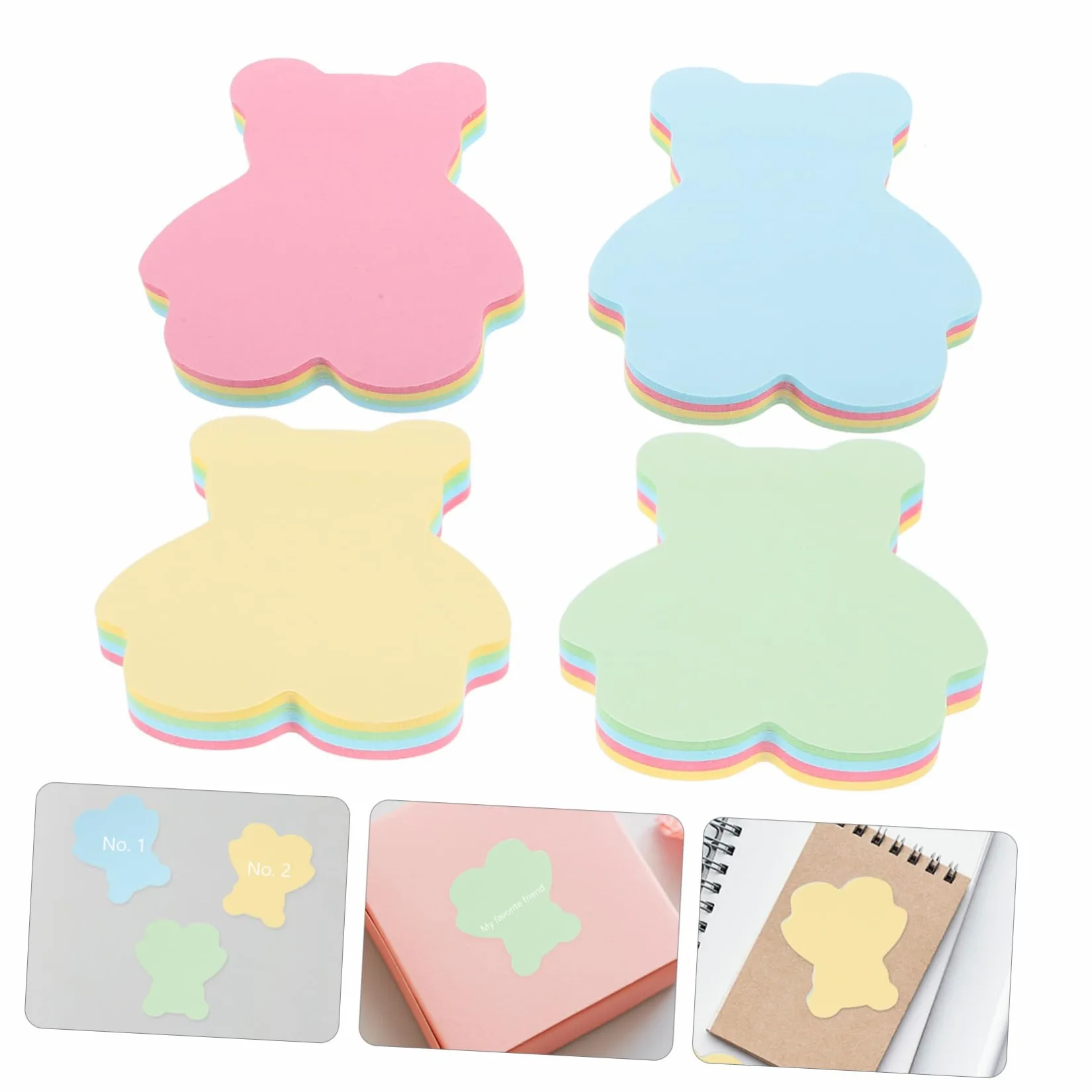 HOMSFOU 4 Pezzi Note Adesive Animali Colorati Libri Memo Pad Autoadesivi per Ufficio e Casa