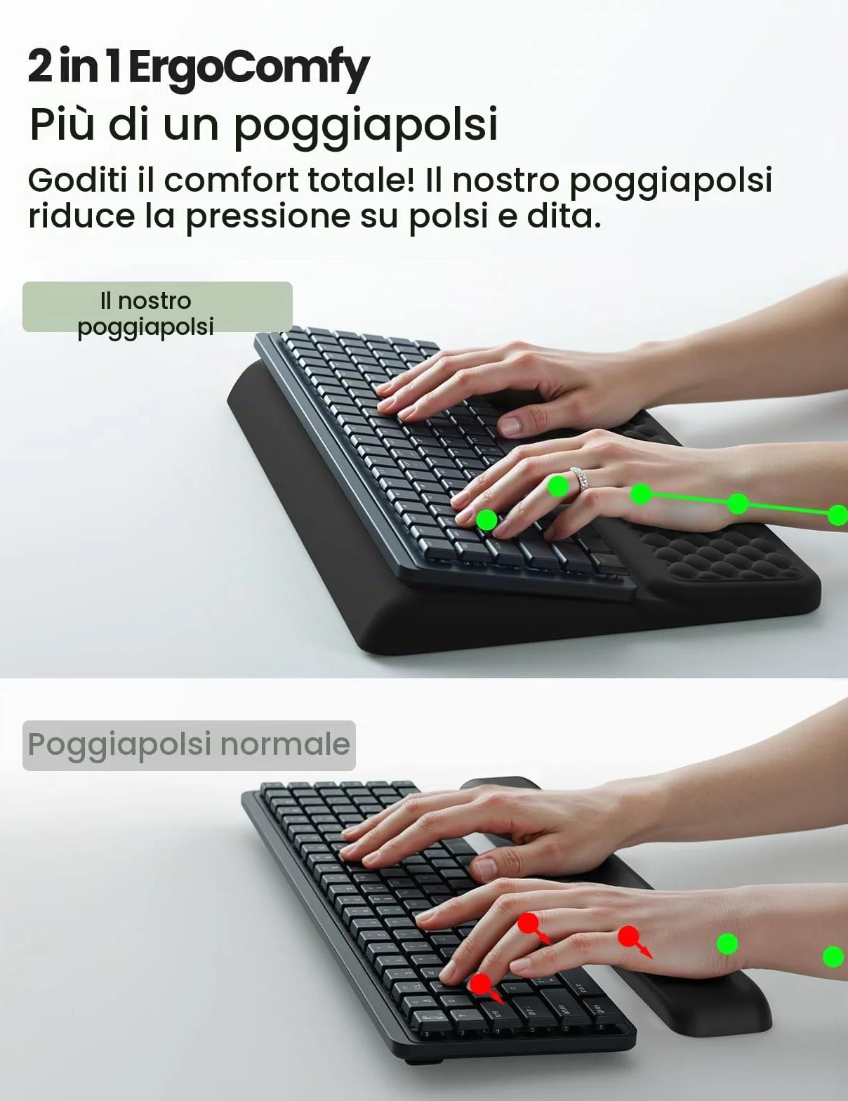 VAYDEER Podkładka pod nadgarstek ergonomiczna z podstawą pod klawiaturę 2 w 1, pianka memory, antypoślizgowa, czarna